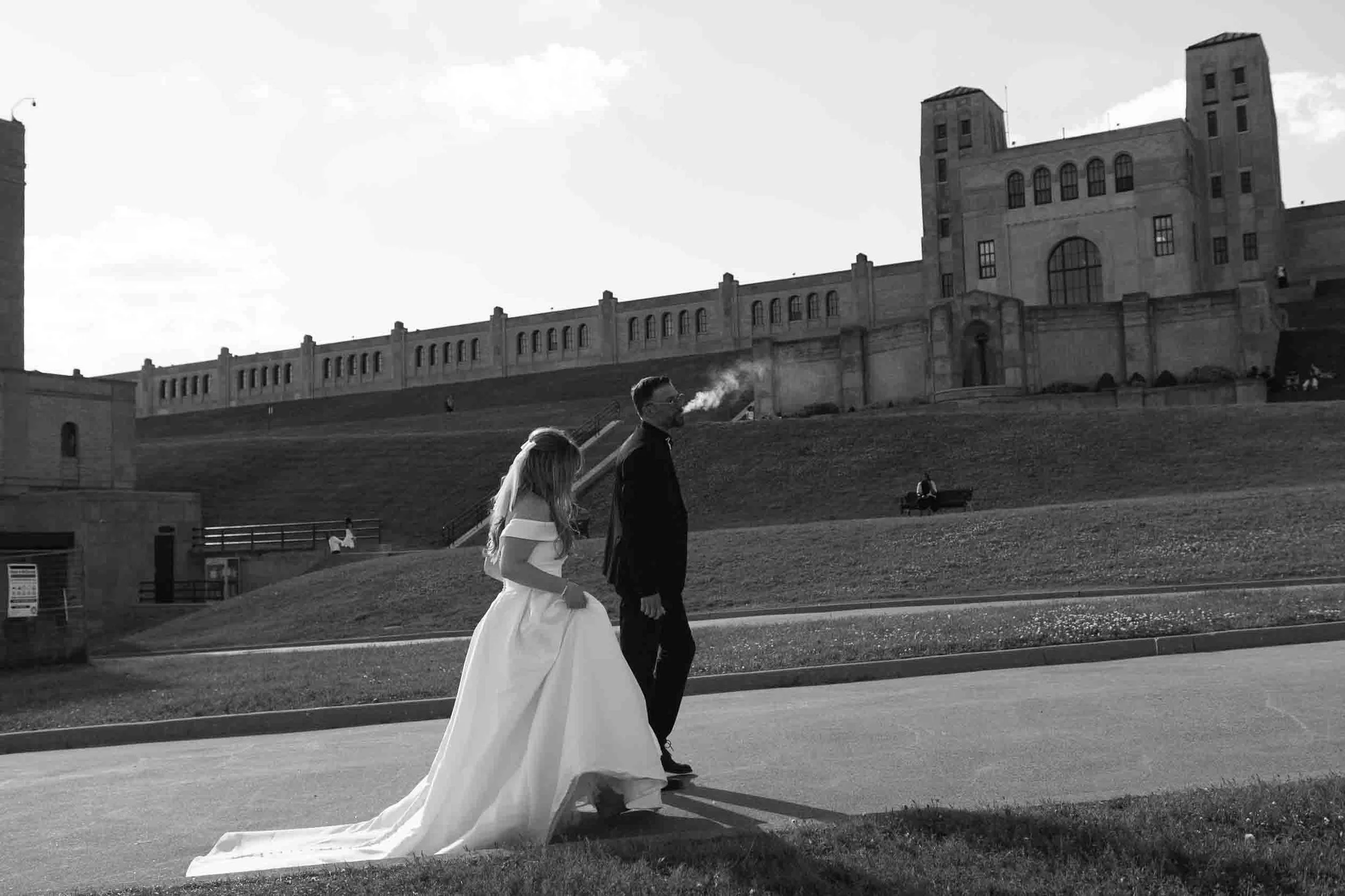 Black and White Wedding Photos | RC Harris Water Treatment Plant Toronto Ontario