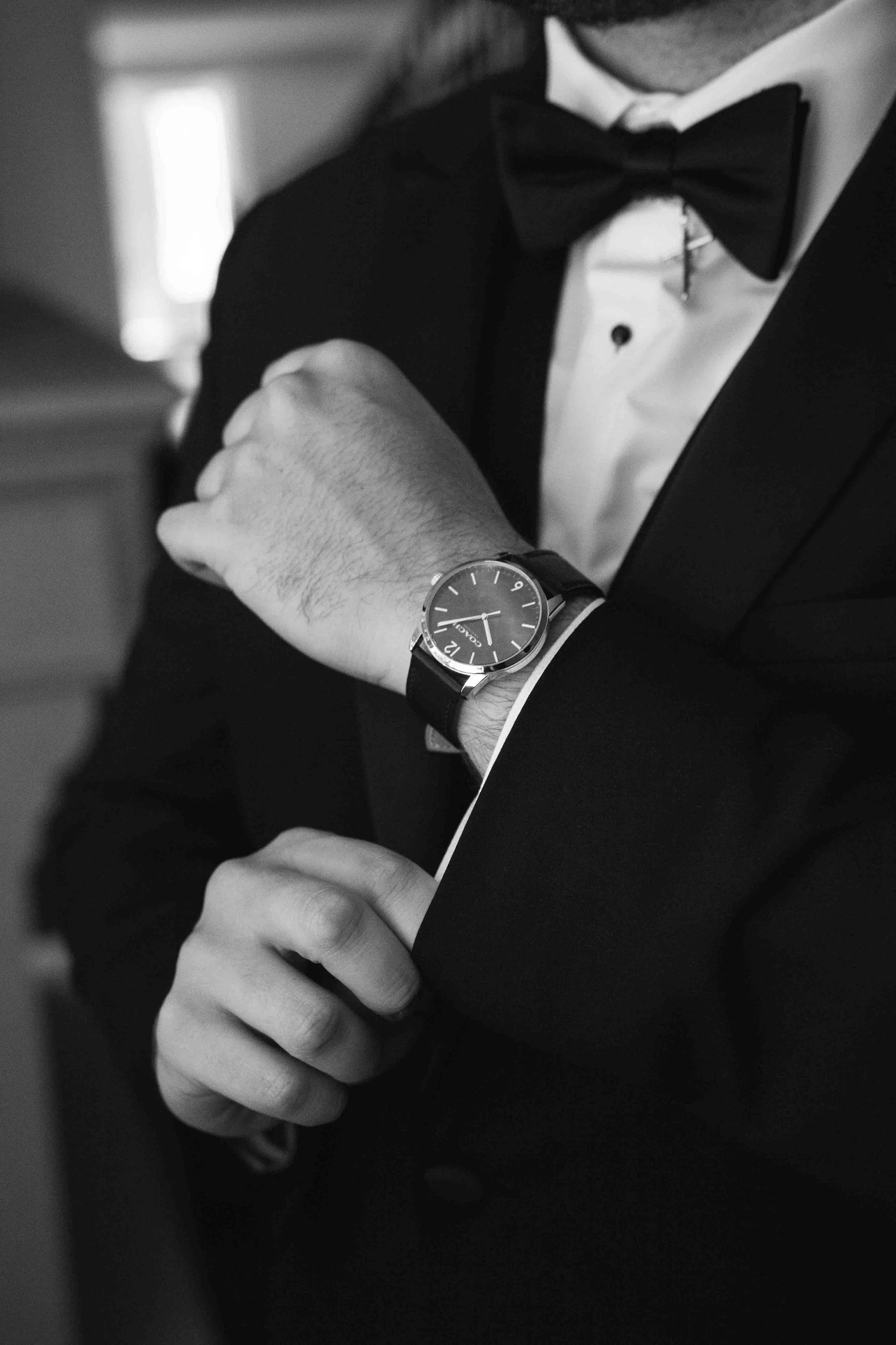 Black and White Getting Ready Wedding Photos Airbnb Cambridge Ontario