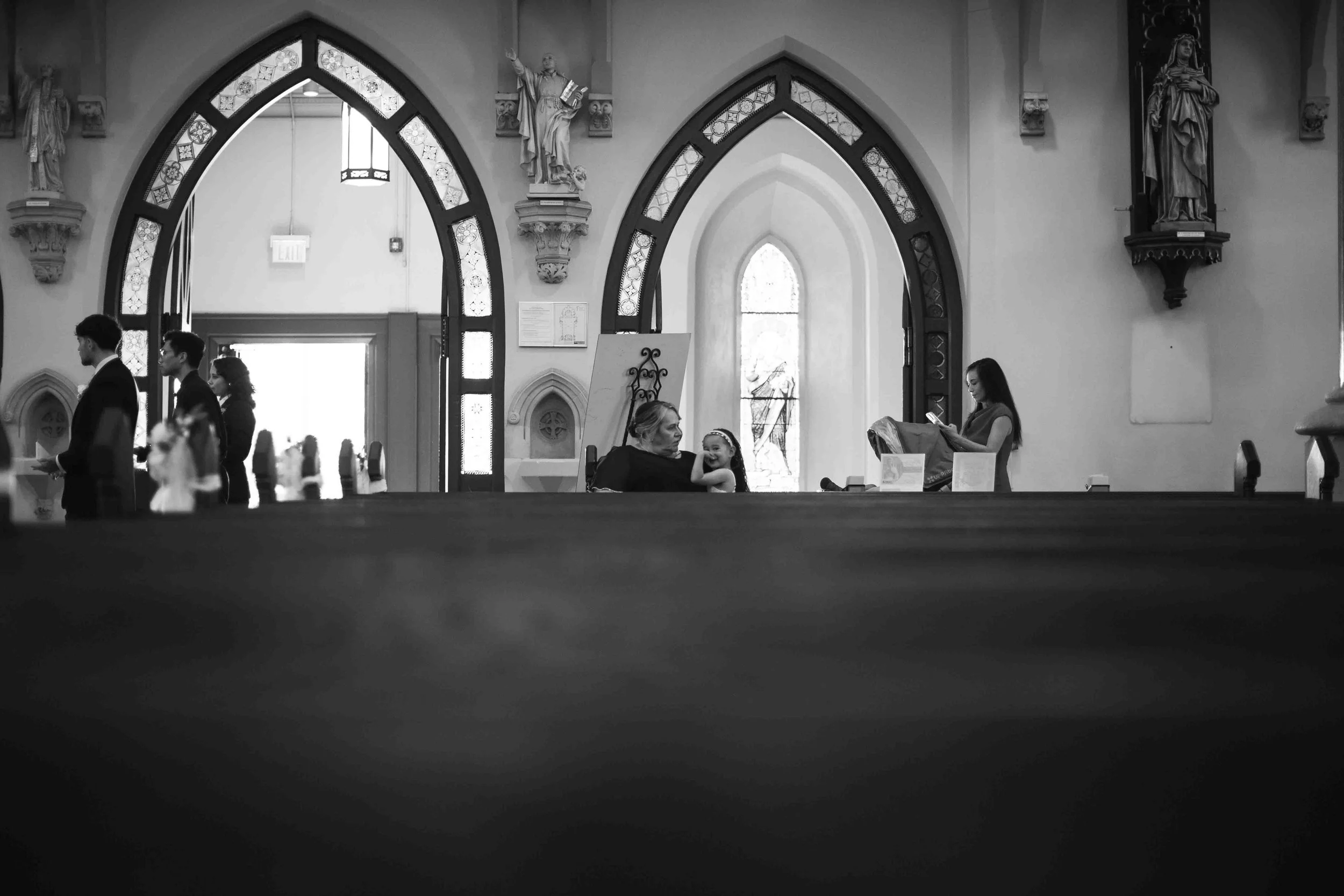 Black and White Basilica of Our Lady Immaculate Wedding Ceremony Guelph Ontario