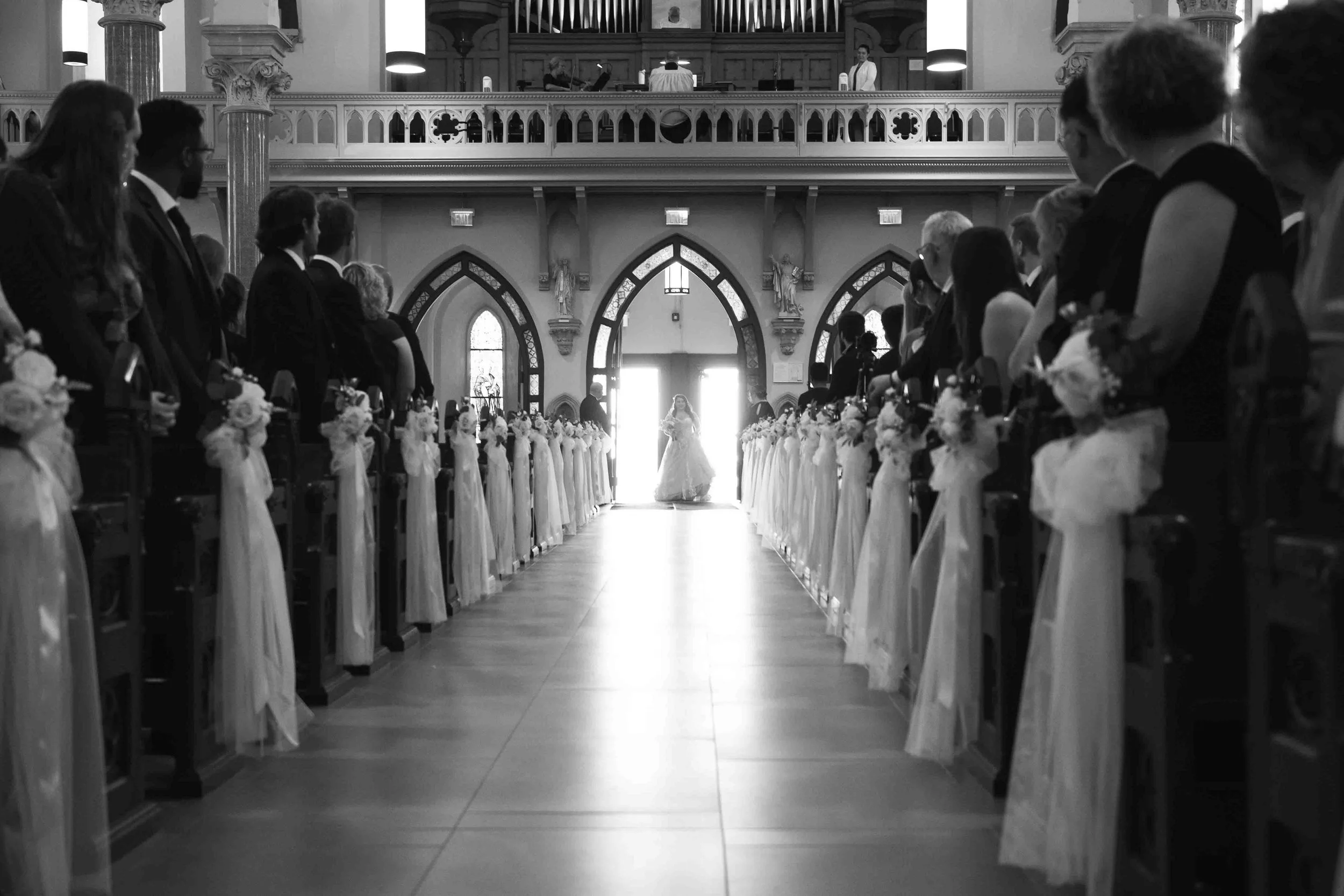 Black and White Wedding Ceremony Photography Basilica of Our Lady Immaculate Guelph Ontario