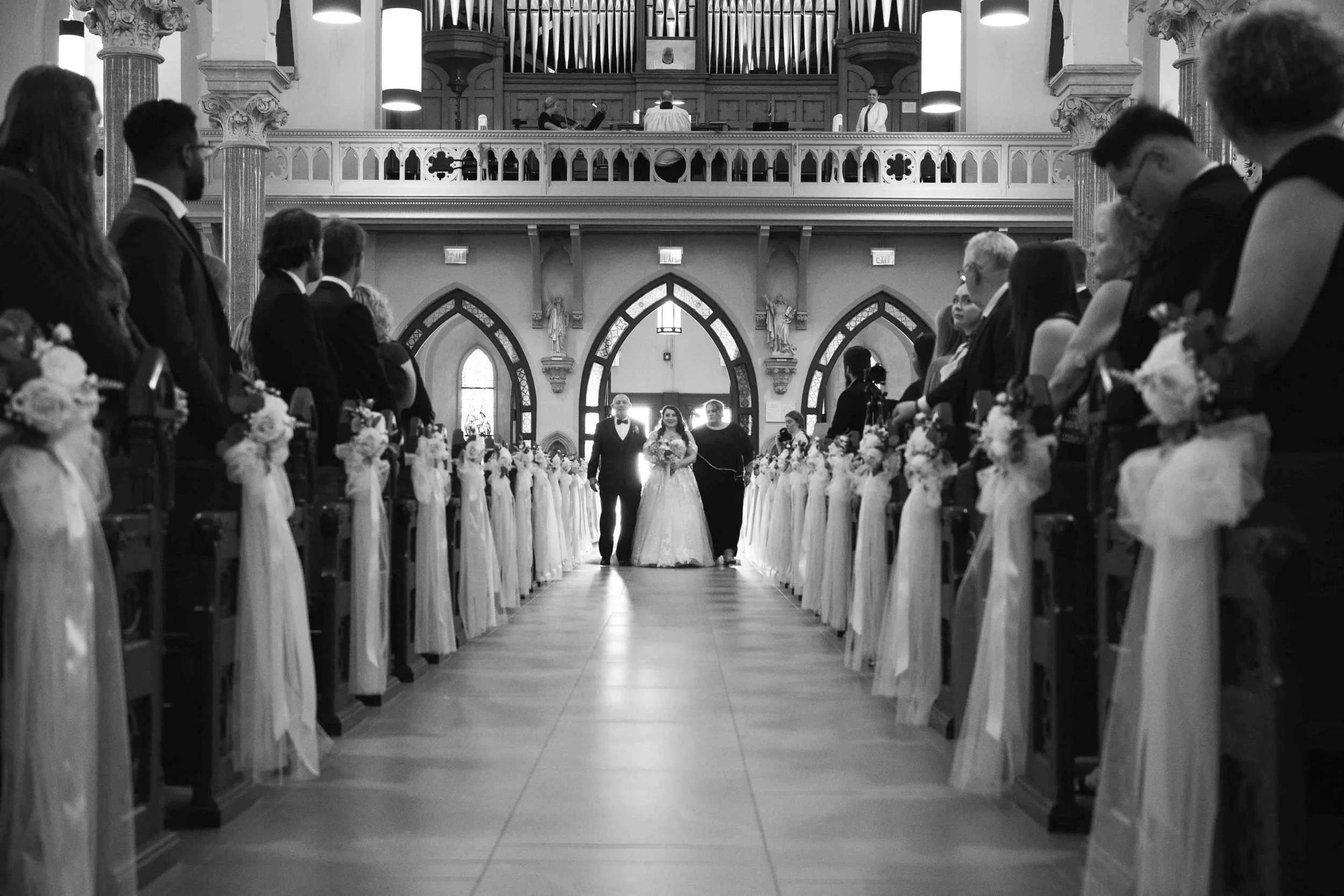 Black and White Basilica of Our Lady Immaculate Wedding Ceremony Guelph Ontario
