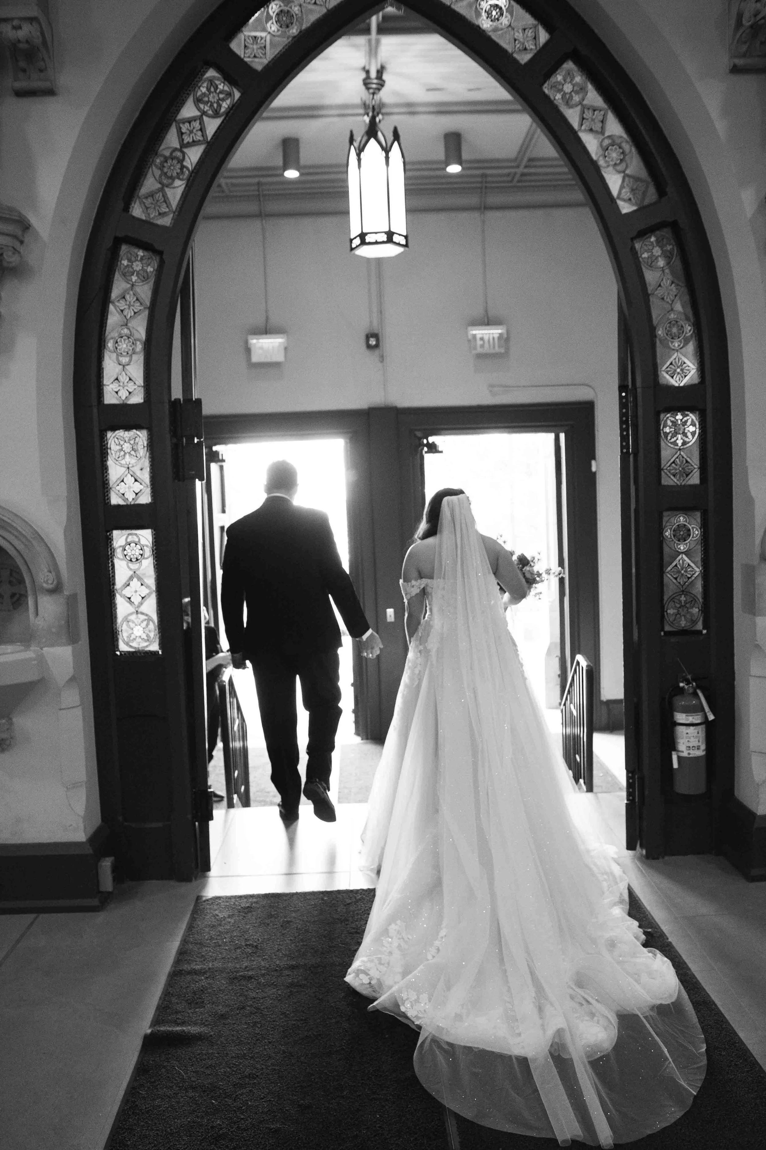 Black and White Church Wedding Photos Basilica of Our Lady Immaculate Guelph Ontario