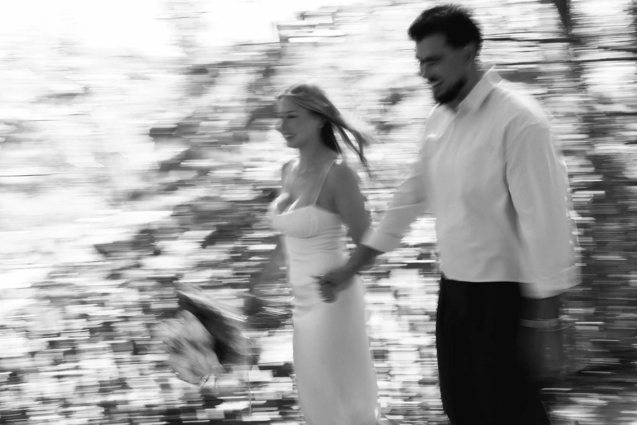 Blurry engagement photoshoot at Evergreen Brick Works in Toronto Ontario.