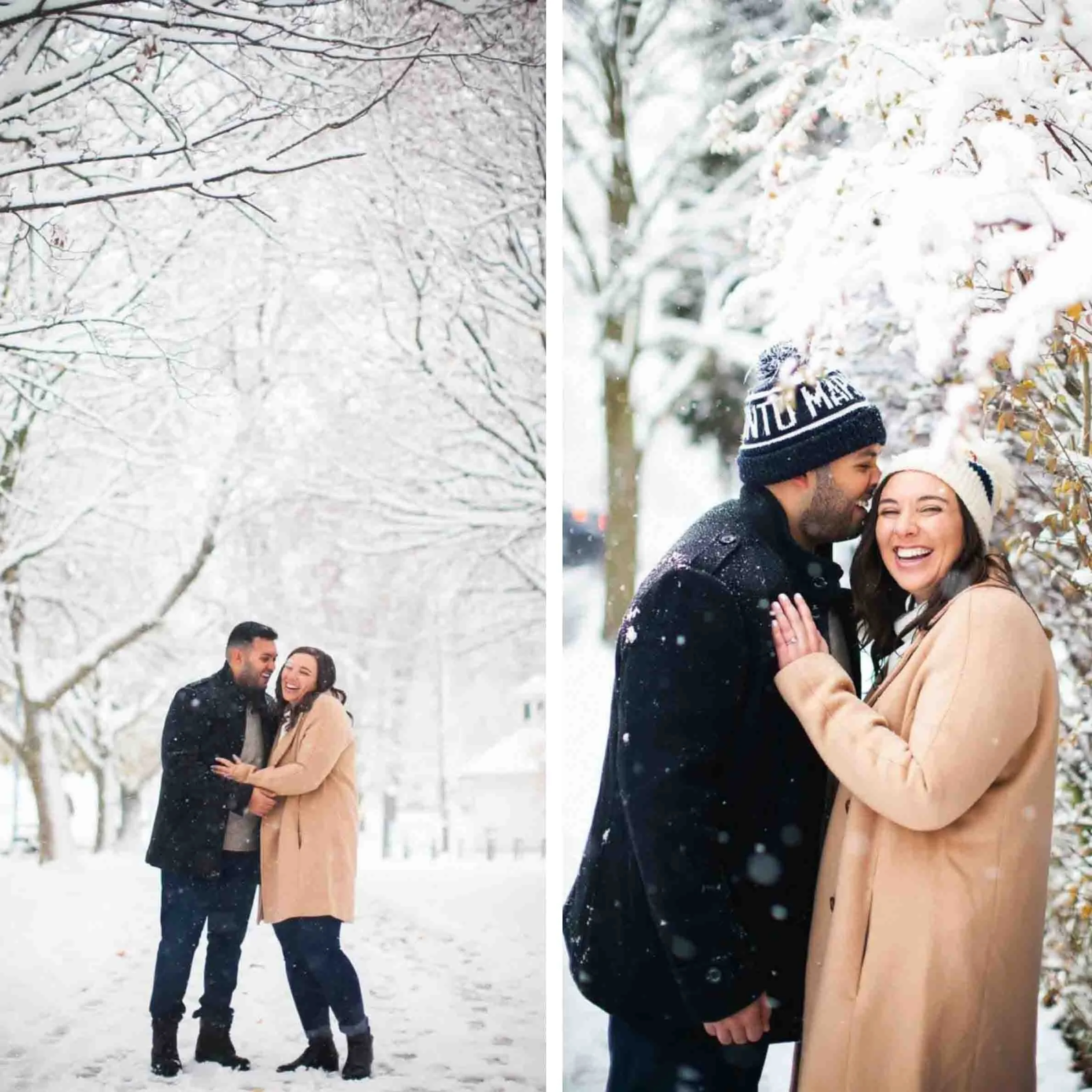 Snow winter engagement photoshoot in Toronto Ontario