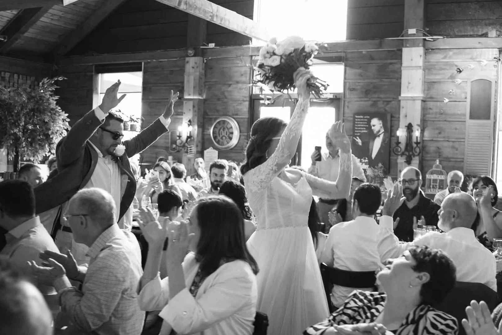Candid black and white wedding photography in KW region.