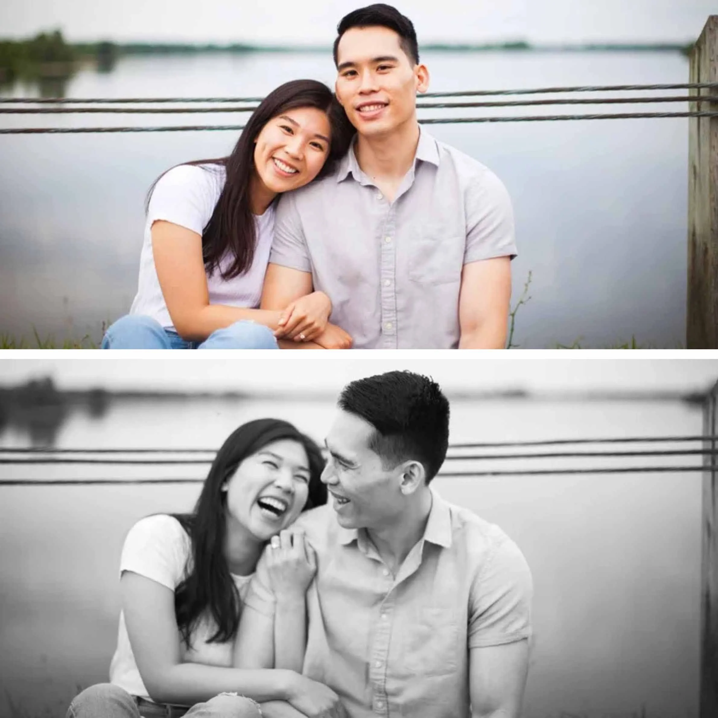 Engagement photoshoot of Nhu and Aiden at Guelph Lake Ontario.