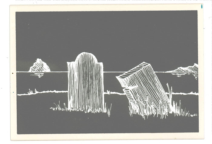 Gravestones illustration from "Funerals", an extra lie