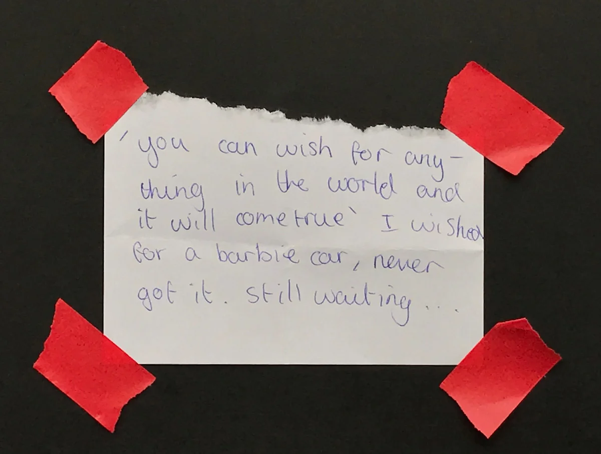Confessional tin note from Miranda's daughter