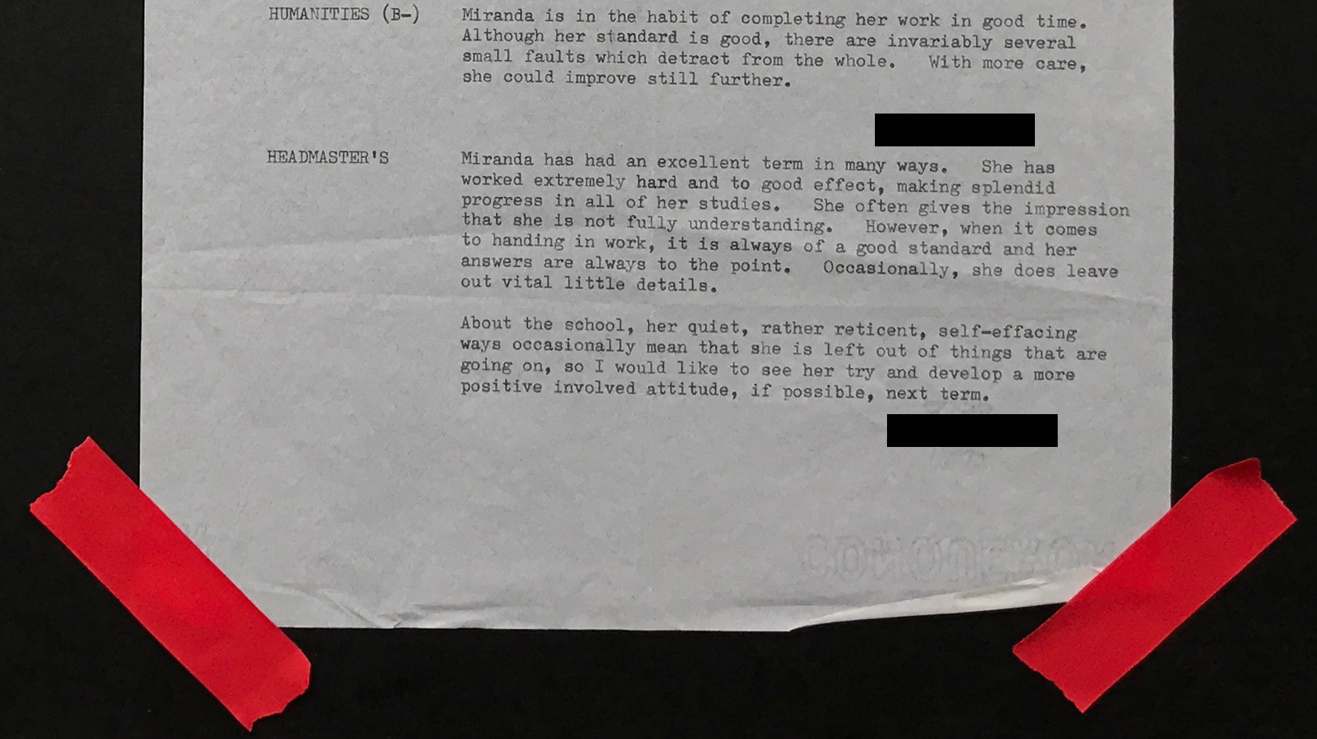Second half of school report
