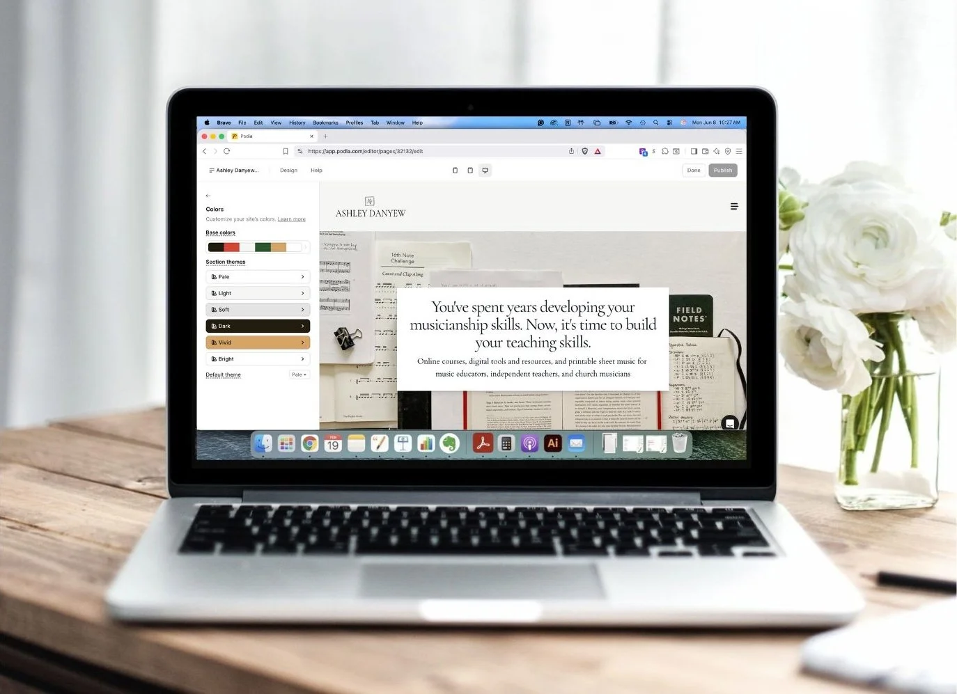 Podia website editor on laptop | Podia review by Ashley Danyew