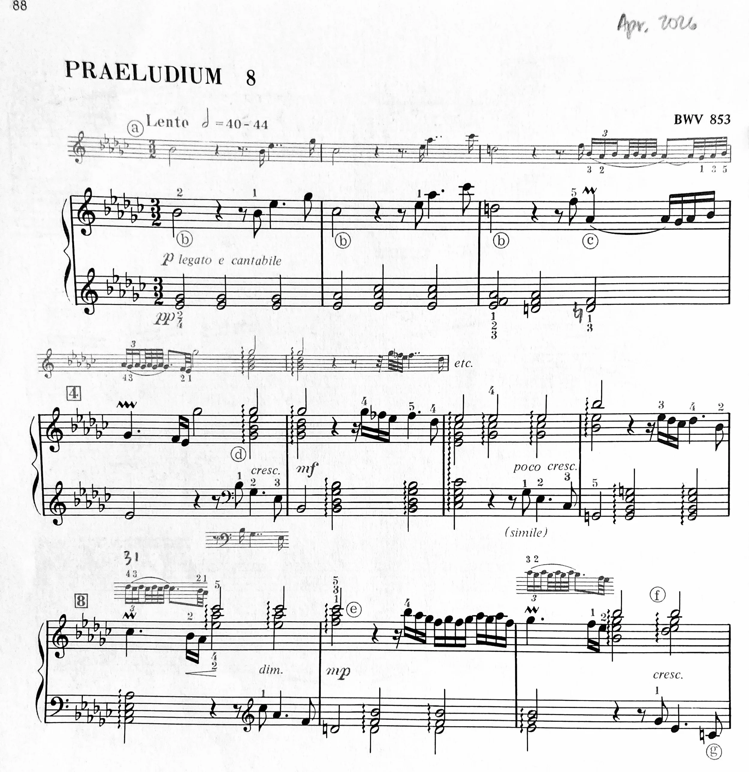 Bach Prelude No. 8 in E-flat Minor