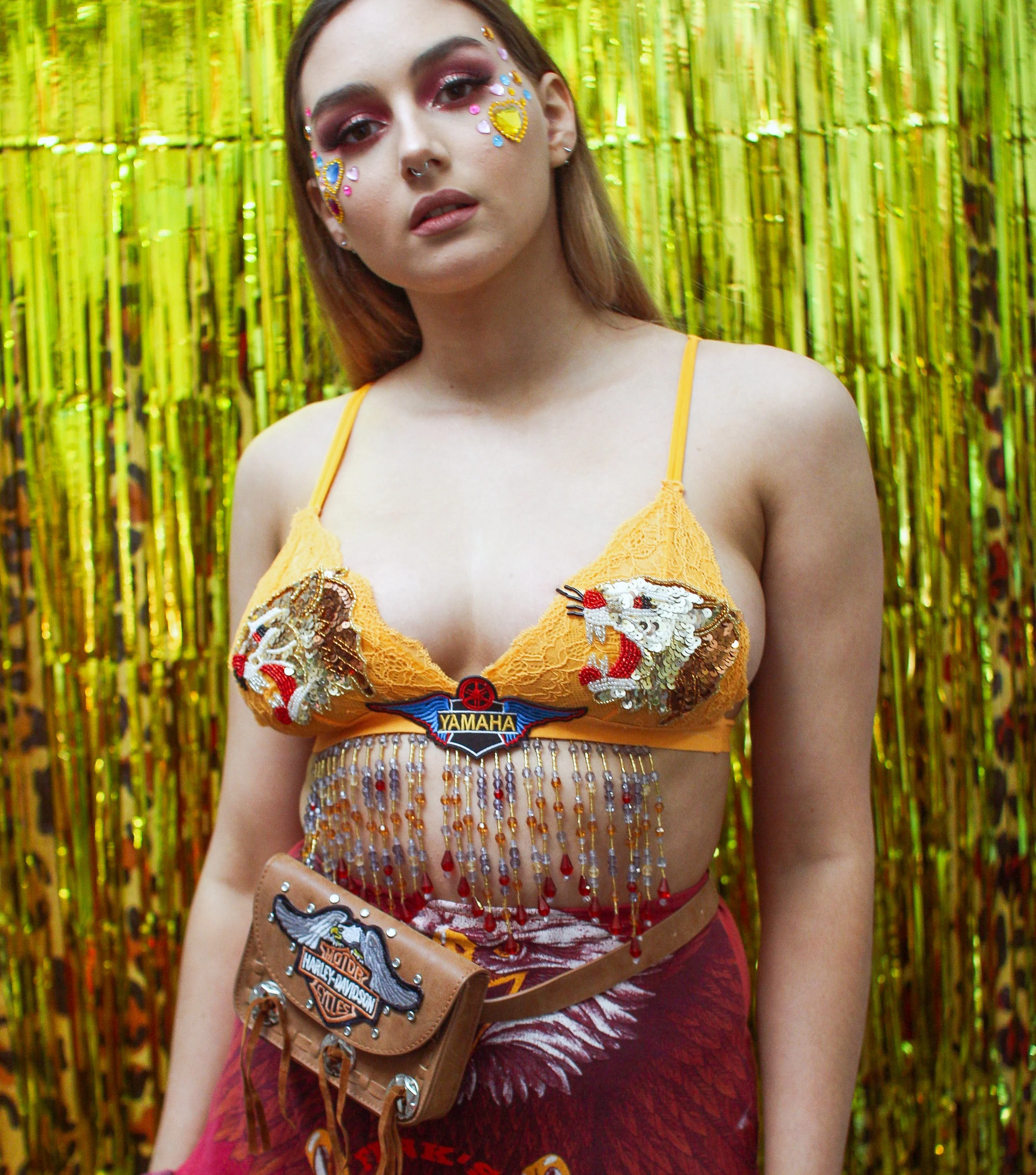 Orange Yamaha Sequin Tiger Bralette