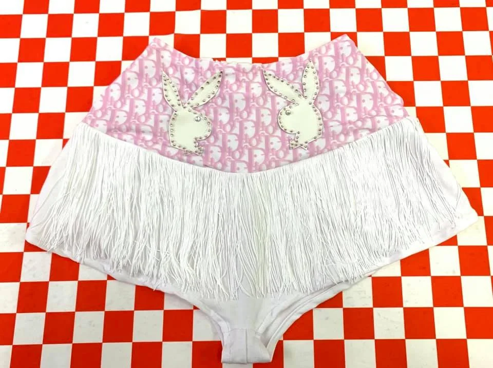 Pink or Blue Designer Rhinestone Bunny Shorts