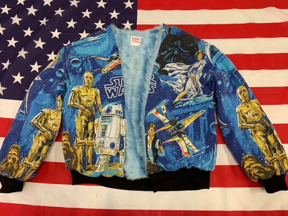 Blue Star Wars Fur Lined Bomber Jacket