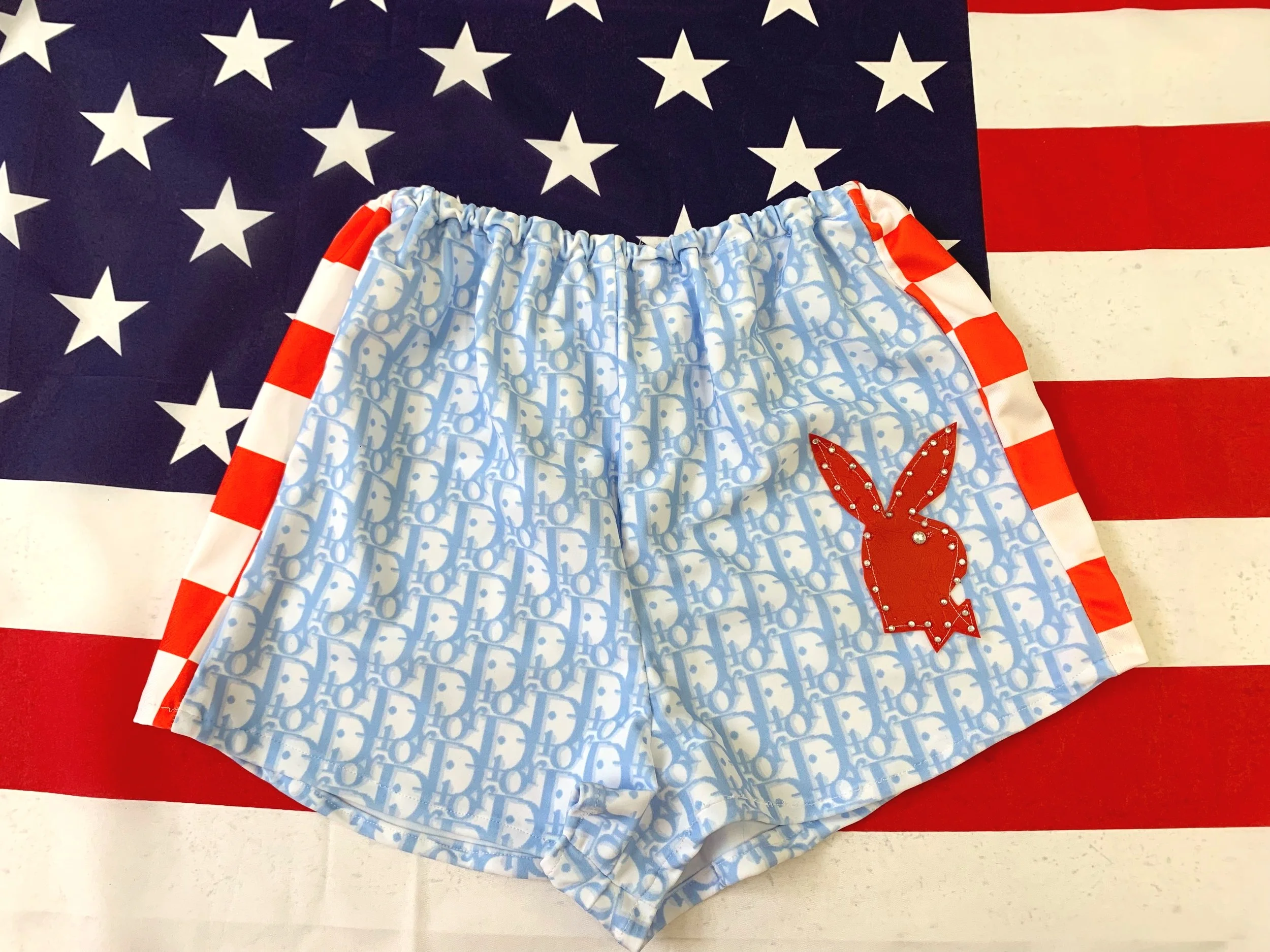 Blue Designer Red Bunny Shorts