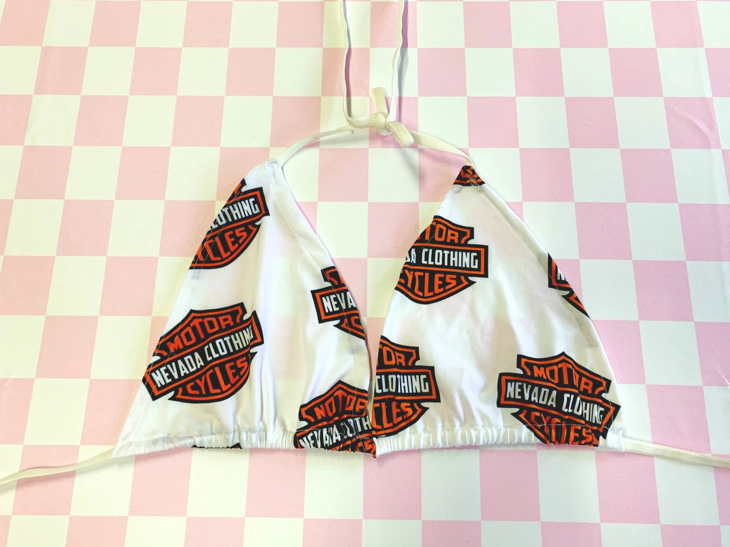 White Biker Bikini Top