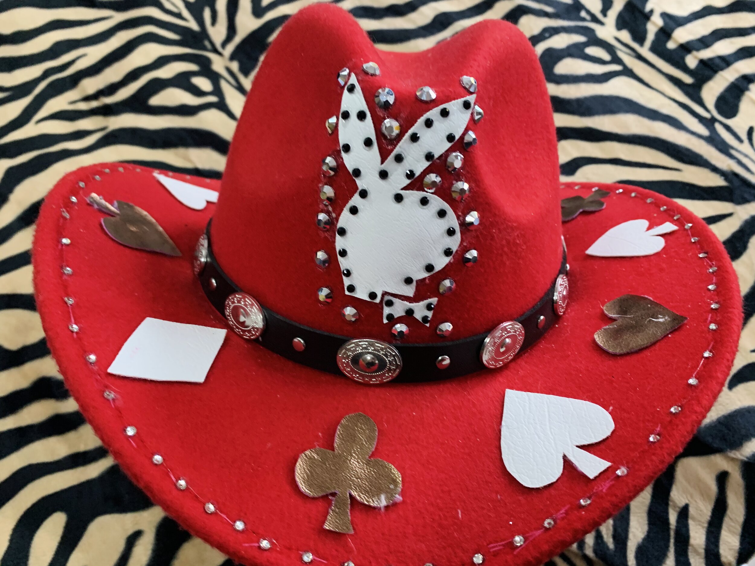 Red Poker Bunny Rhinestone Cowboy Hat