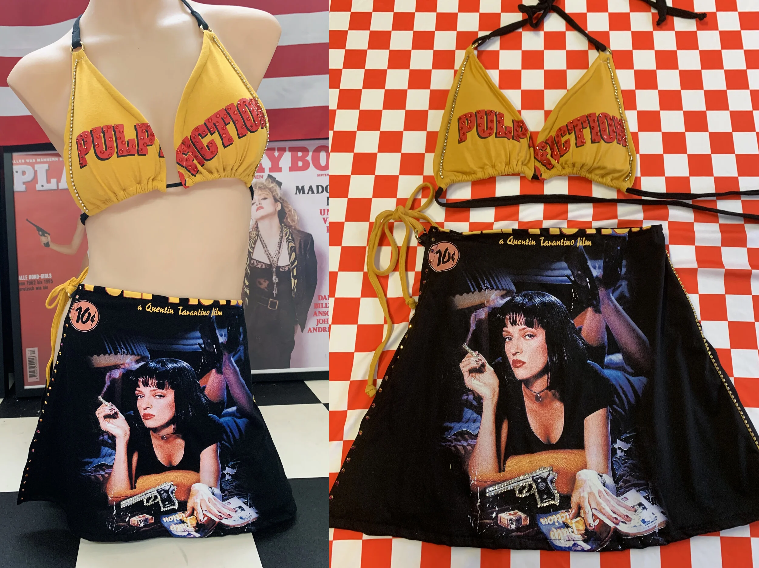 Rhinestoned Tarantino Pulp Fiction Skirt Set