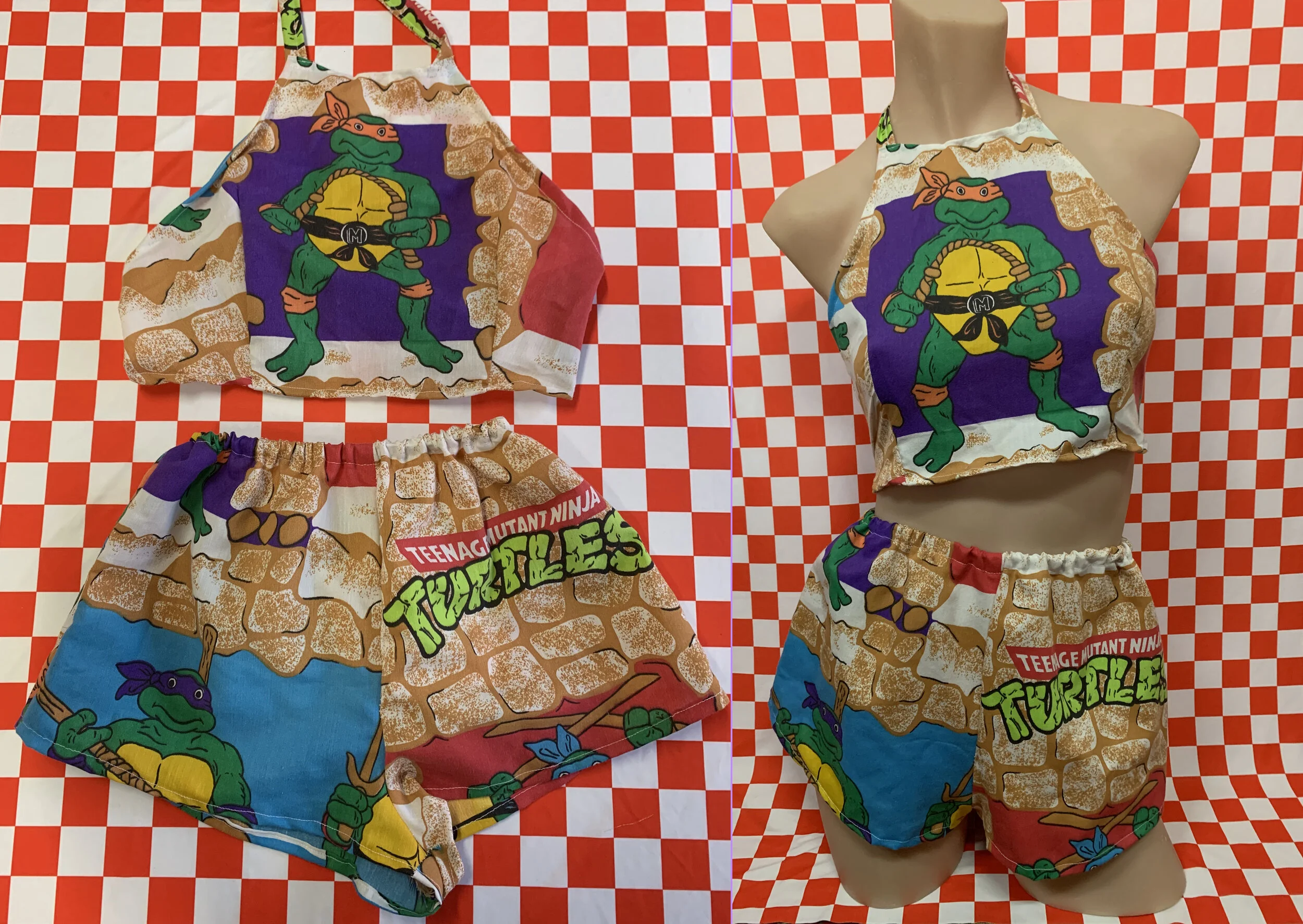 Vintage TMNT Halter Shorts Set
