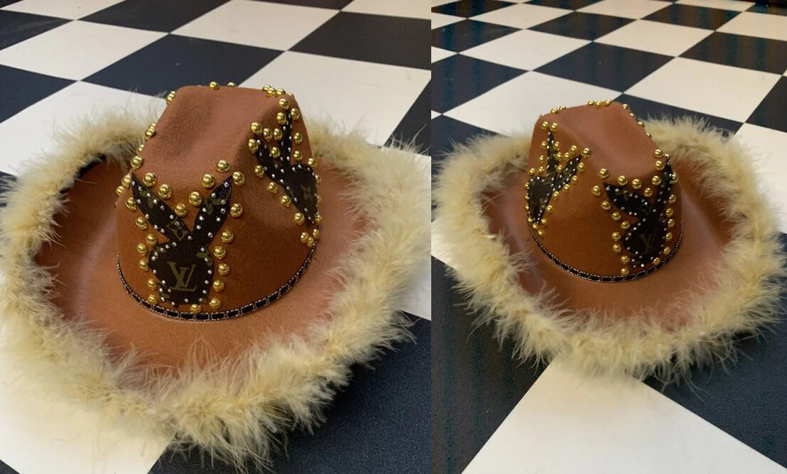 Designer Bunny Rhinestone Fluffy Cowboy Hat