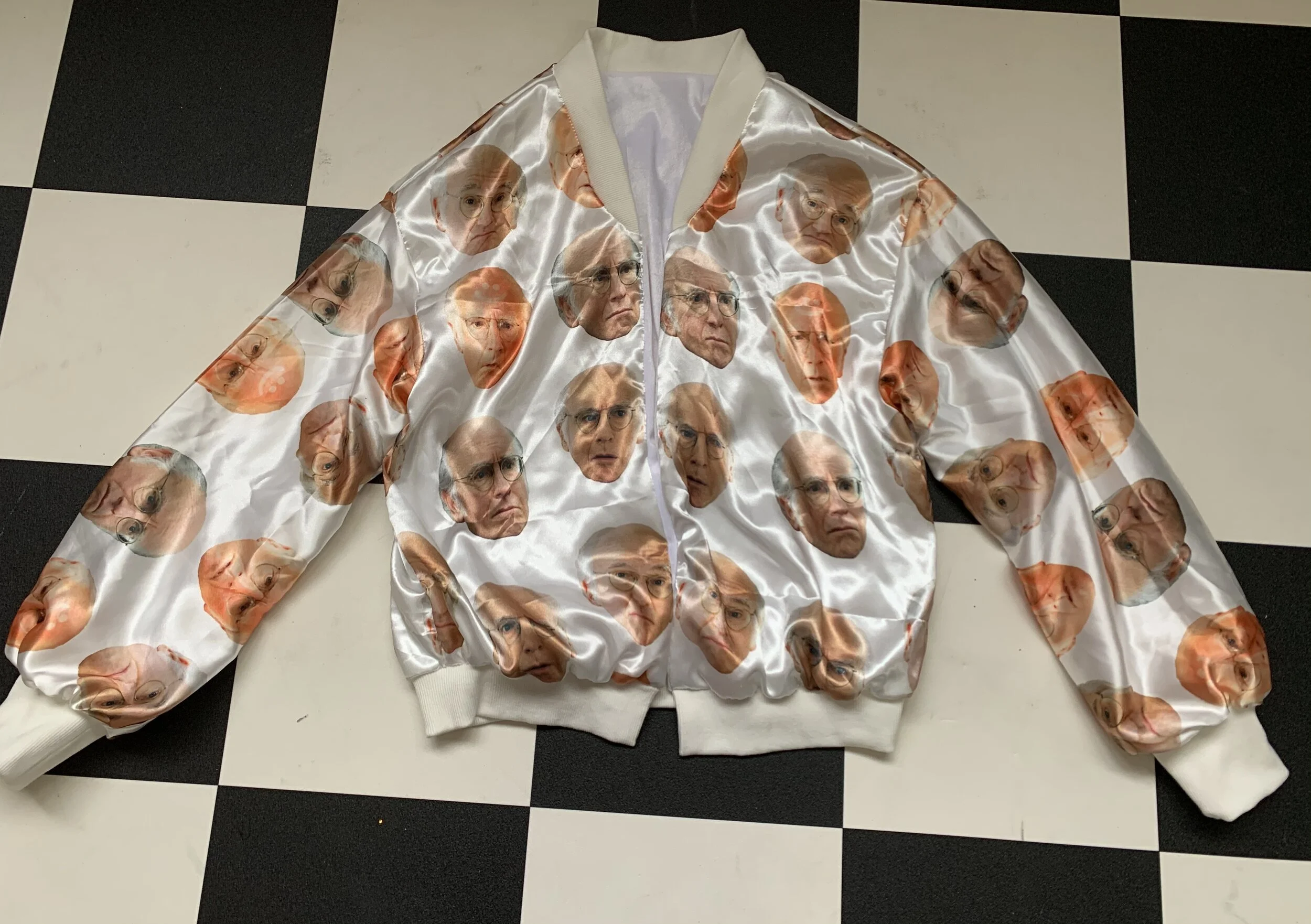 Larry David Satin Bomber Jacket