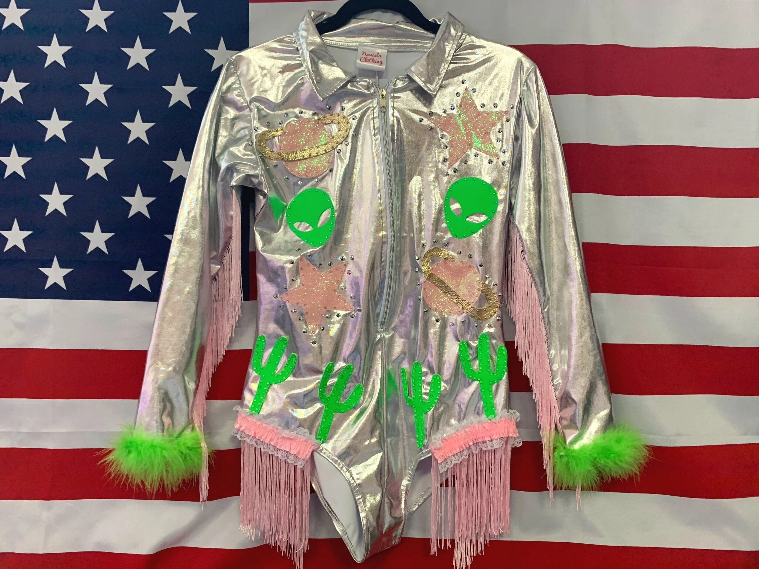 Silver Metallic UFO Western Playsuit 