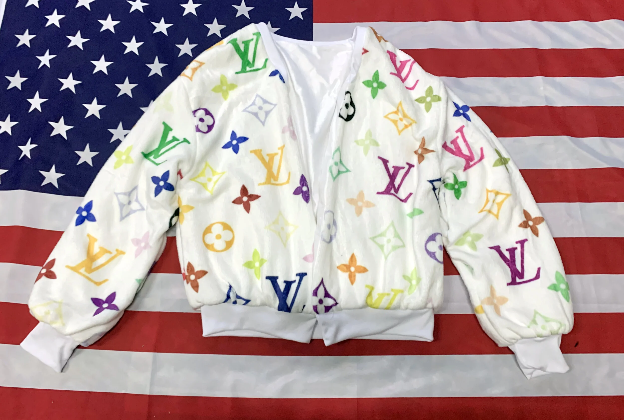 White L Minky Bomber Jacket