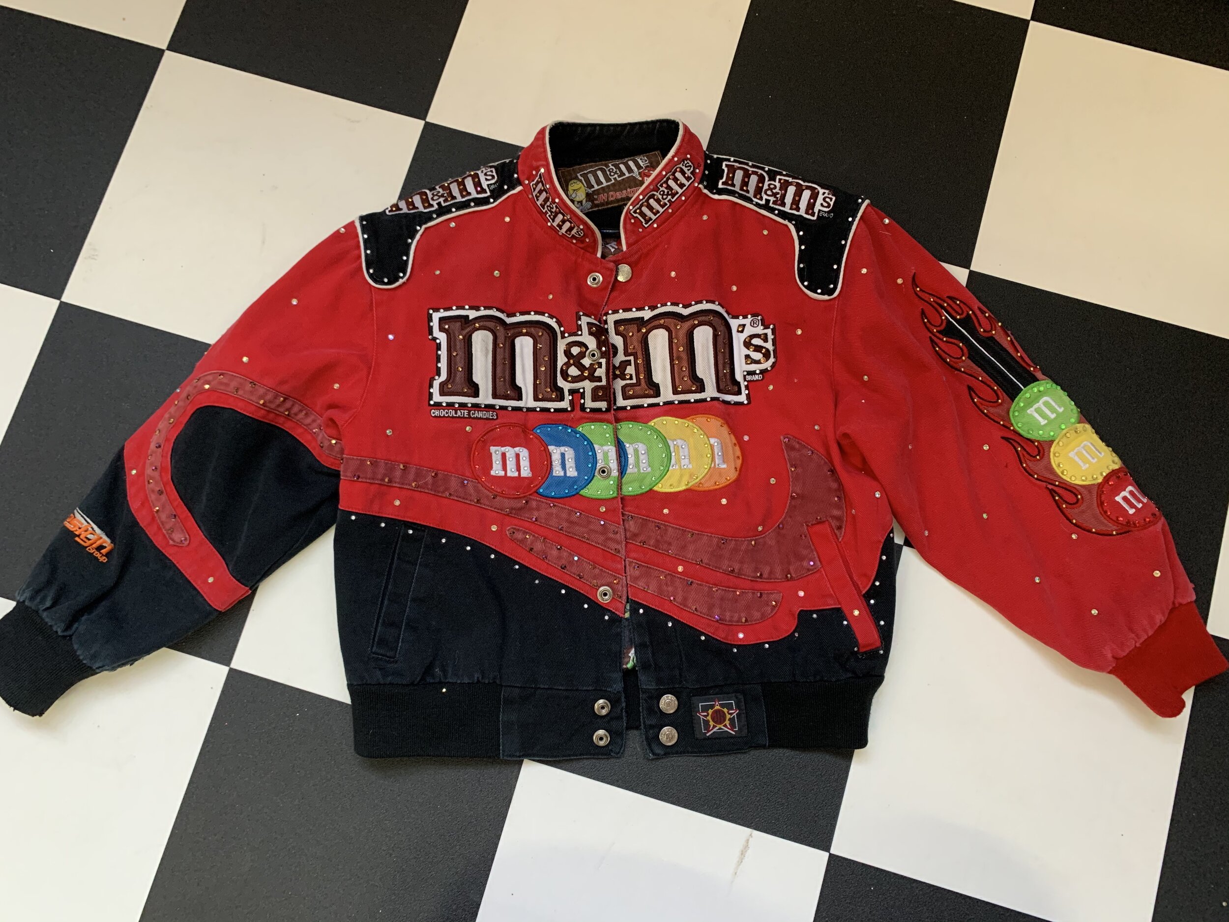 Red Rhinestoned Nascar M&amp;M's Jacket