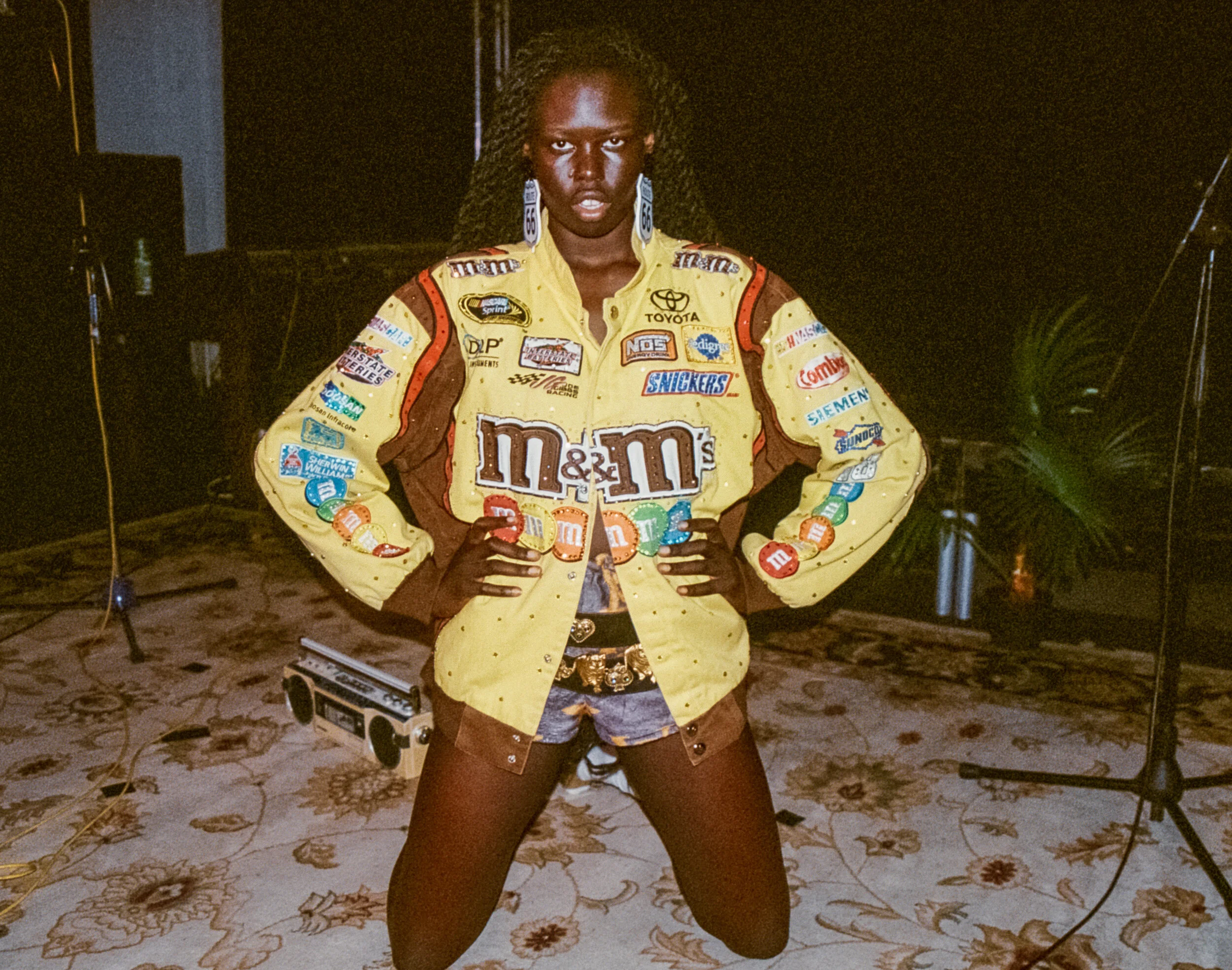 Yellow Rhinestoned Nascar M&amp;M's Jacket