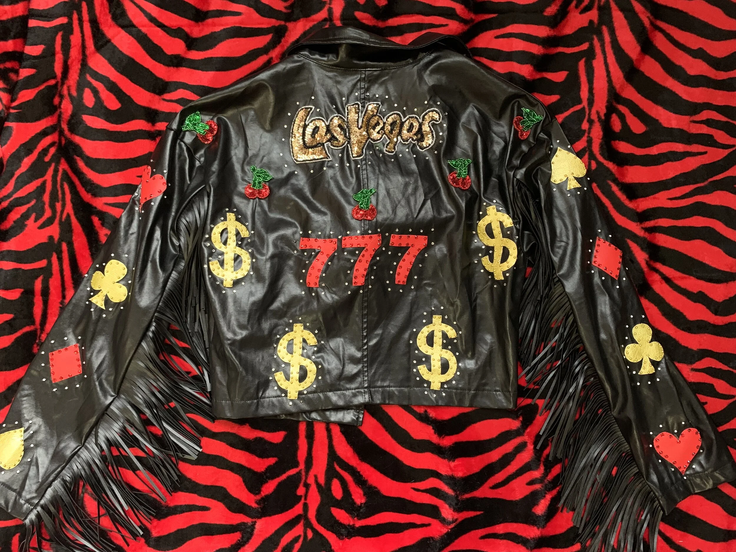 Rhinestoned Vegas Biker Tassel Jacket 