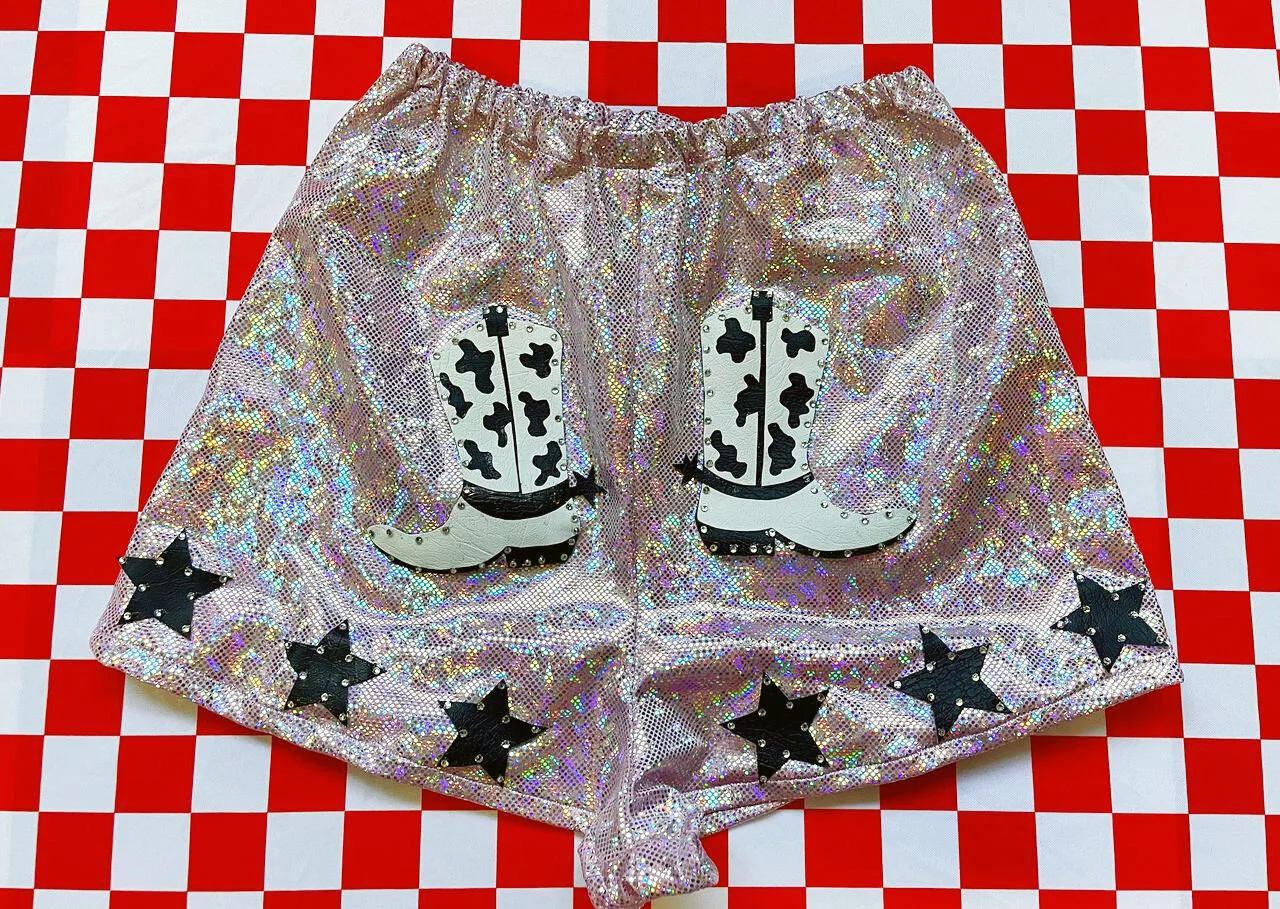 Holographic Cowboy Boot Shorts
