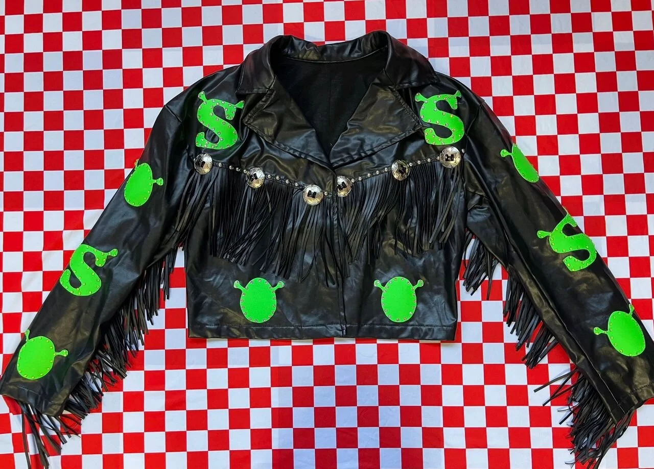 Rhinestoned Shr3k Biker Tassel Jacket 