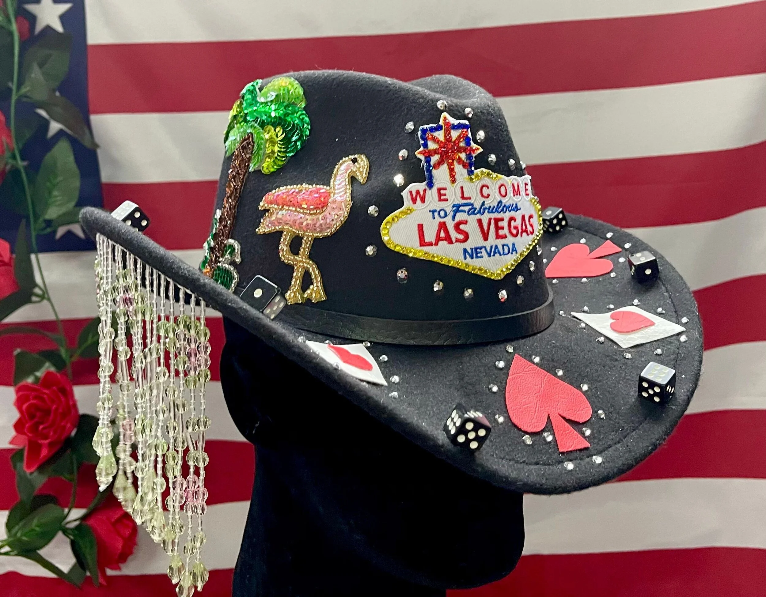 Las Vegas Flamingo Rhinestone Cowboy Hat — Nevada
