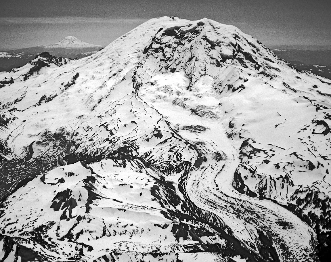Mt Rainier From the North at Ten Thousand Feet, Wtih the Emmons Glacier, The Willis Wall, and Mt Adams Distant
