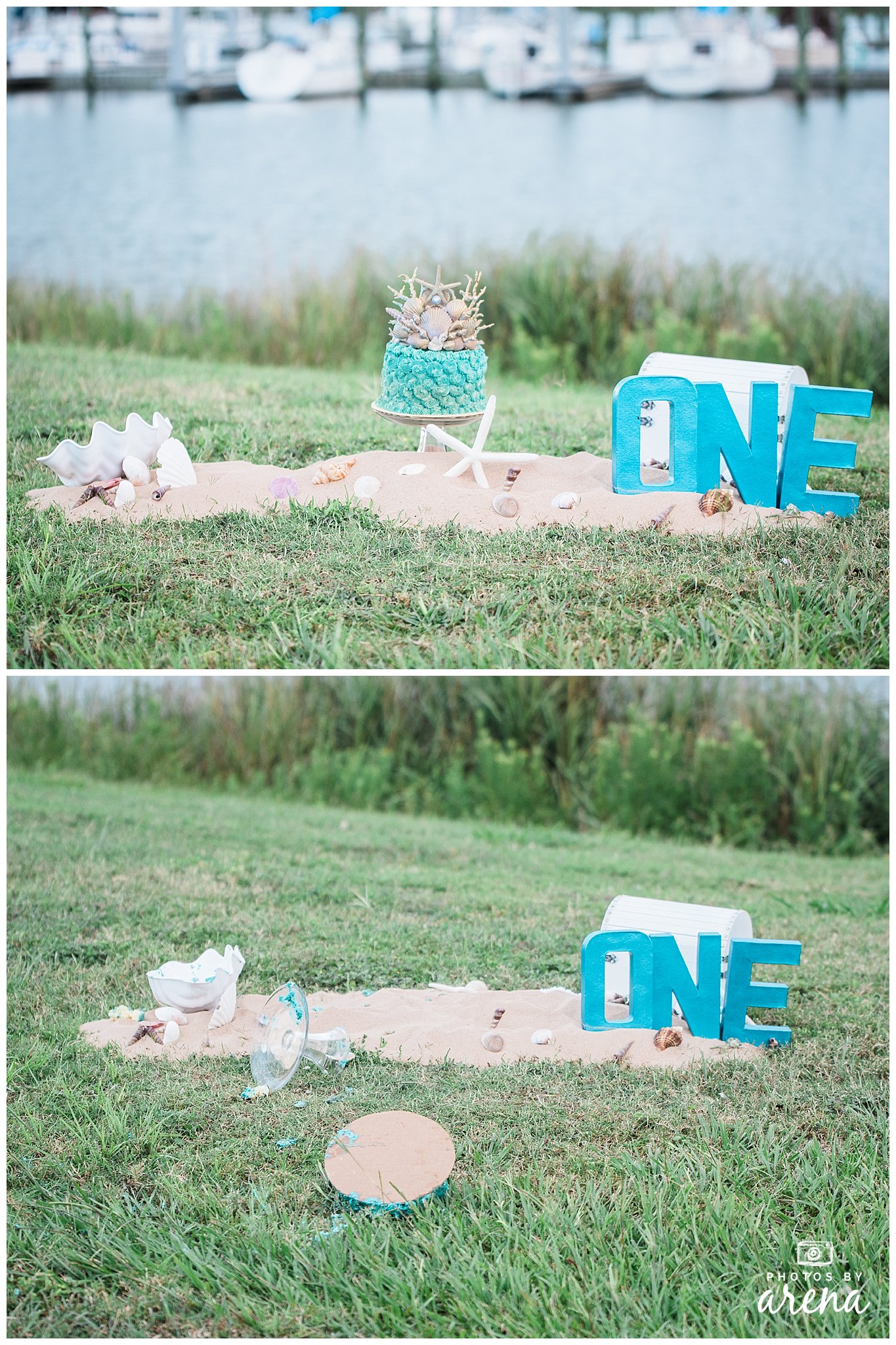 Before and after. River might not have been a fan of the cake, but she had the smashing part down!