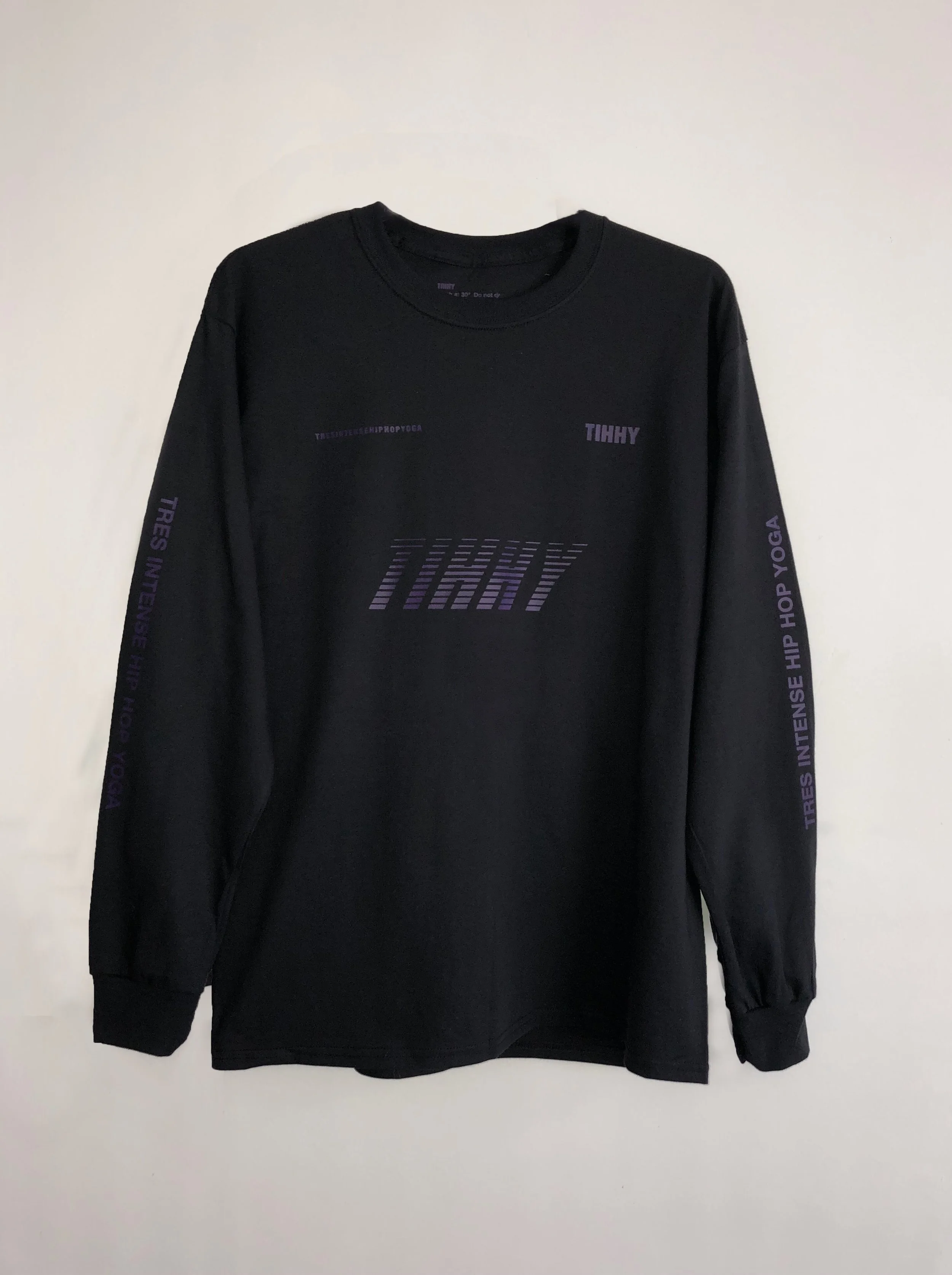 UNISEX BLACK AND DARK PURPLE LONG SLEVE T-SHIRT