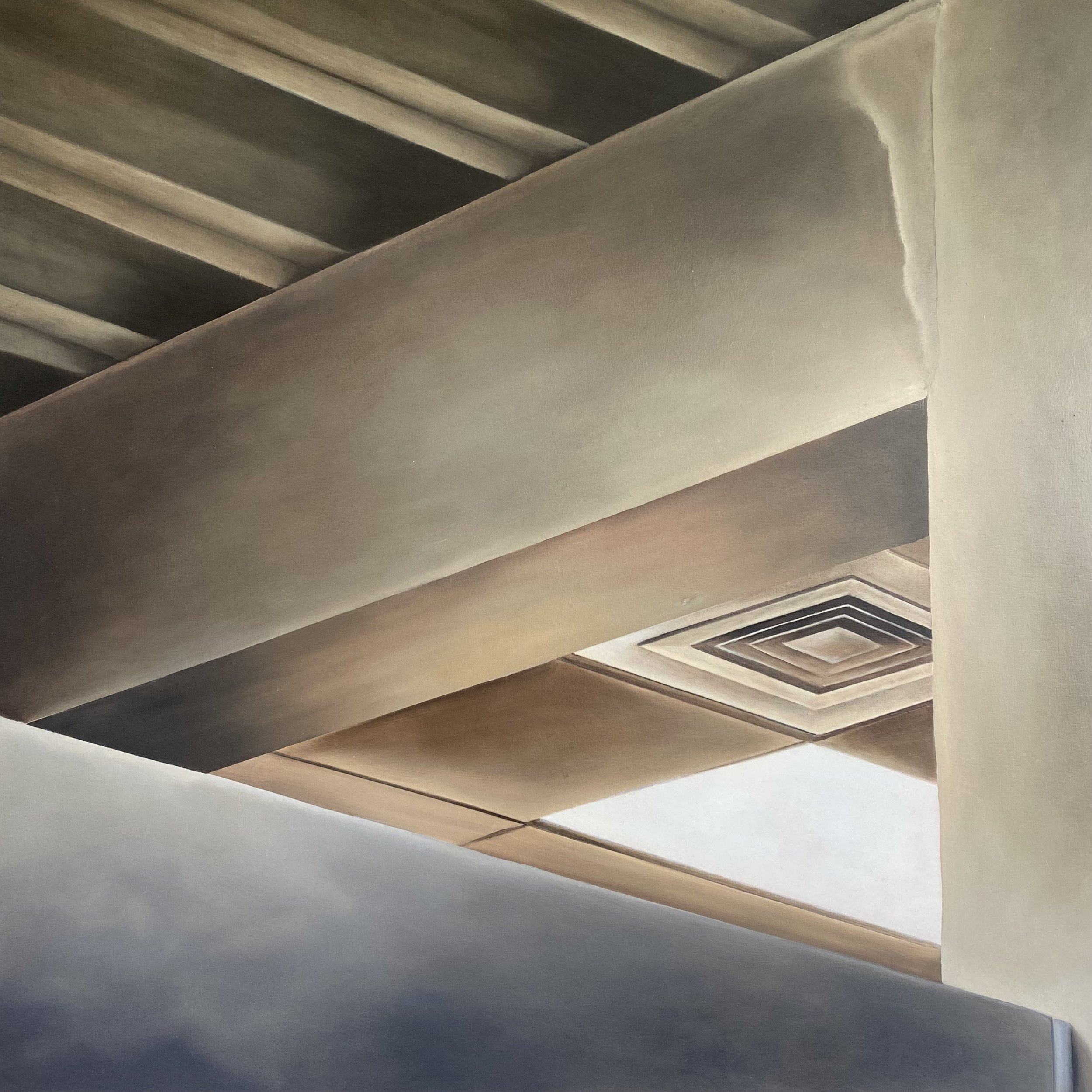 Thresholds (Ceiling), 2025, oil on panel, 600 x 600 mm.