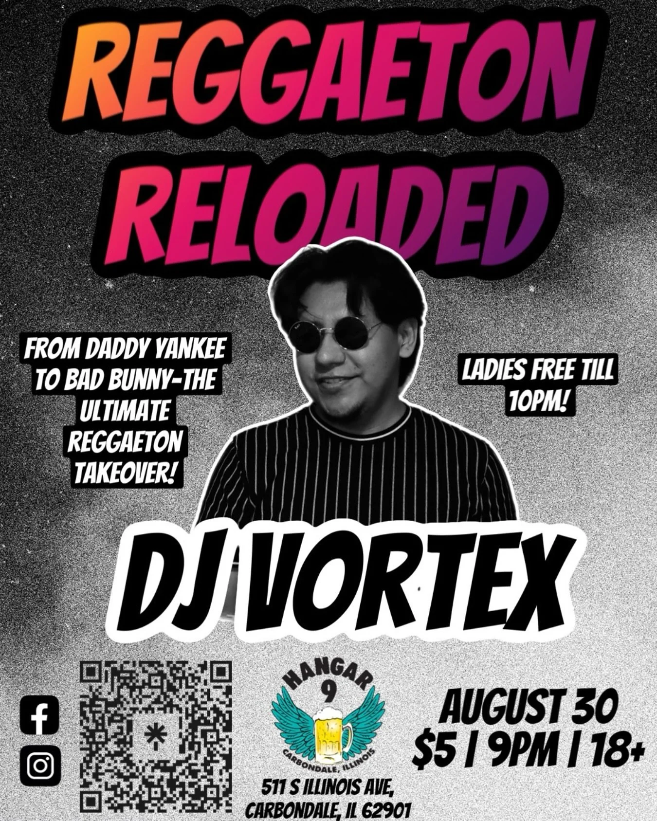 The wait is over — Latin Night is BACK at H9🔥
Latin Night: Reggaetón Reloaded 💃🏻
We’re bringing the ultimate perreo party back to Carbondale. From Daddy Yankee to Bad Bunny, Karol G to Don Omar — it’s wall-to-wall