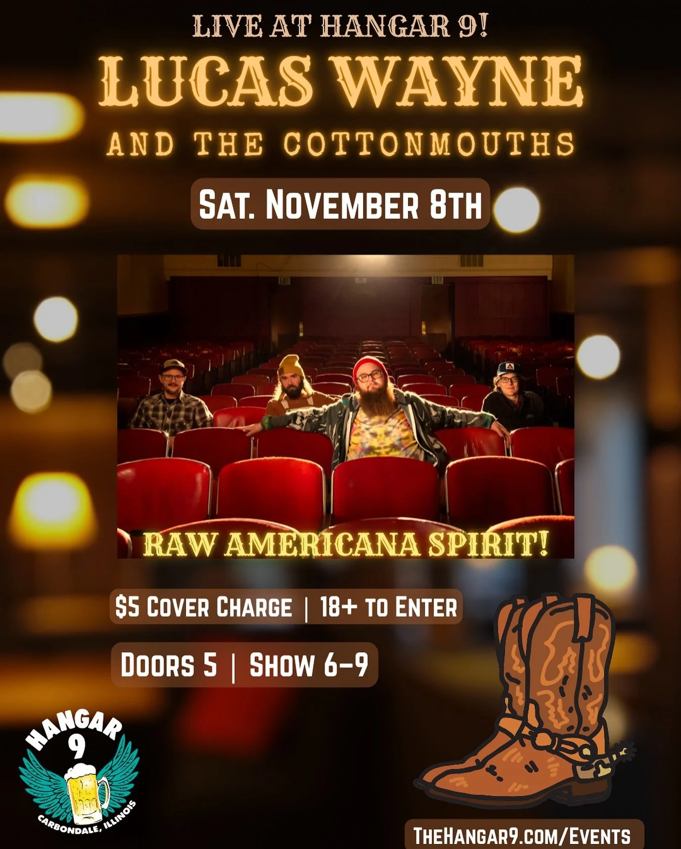 Saturday evening, November 8th!! Local sound, and some real Americana. Lucas Wayne & The Cottonmouths hit the H9 stage 6-9 PM | $5 cover
Get ready to be hit with a large dose of  venomous vibes.
5 cover at the door (ALSO AVAIL ONLINE) • Doo