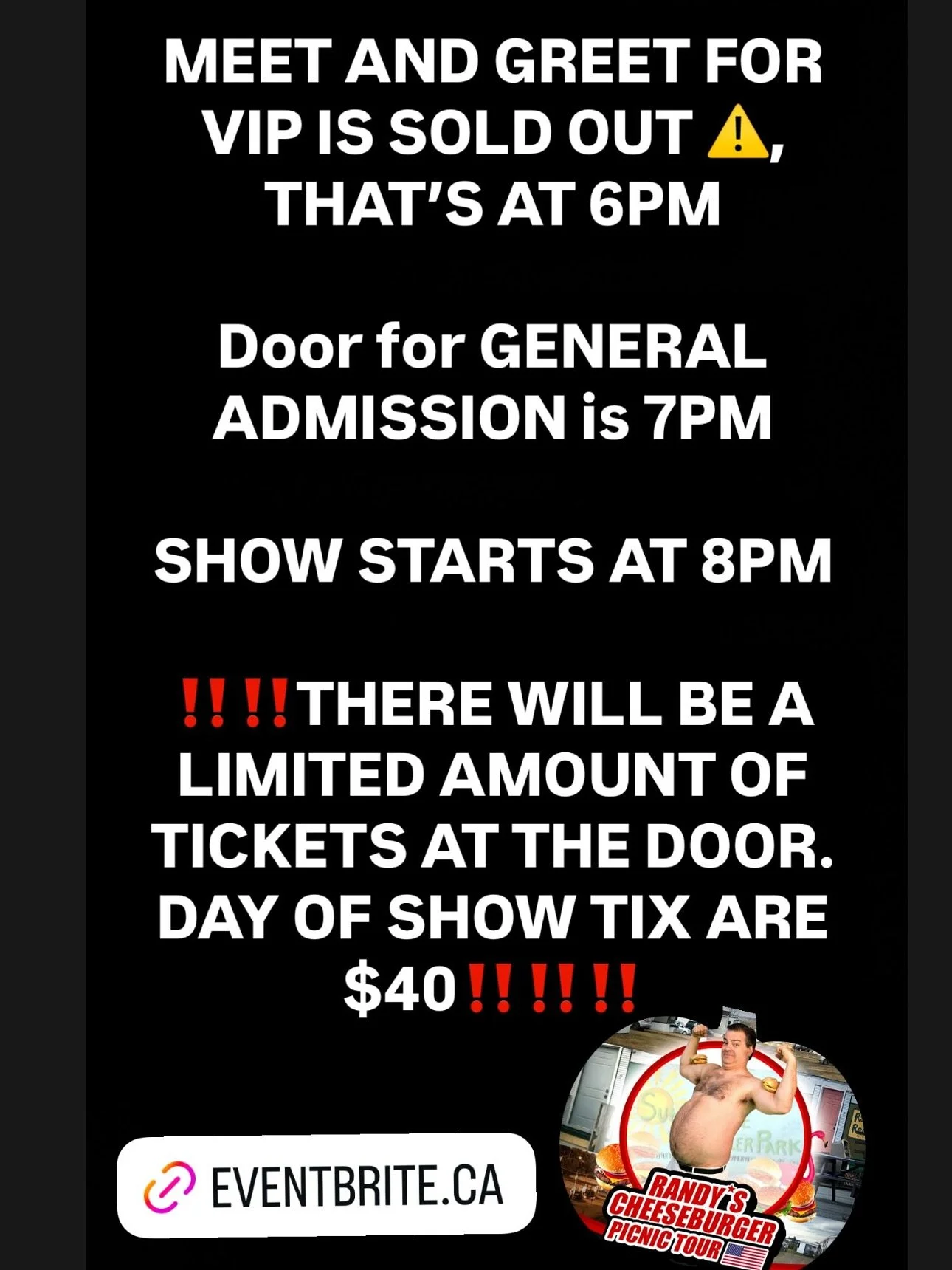 BIG DAY TOMORROW FOR TRAILER PARK BOYS FANS 🍔
Randy’s Cheeseburger Picnic Comedy Tour hits Hangar 9!
We’ll have a limited number of tickets available at the door — $40 cash only 💵
(ATM on site for your convenience.)
this one&rsq