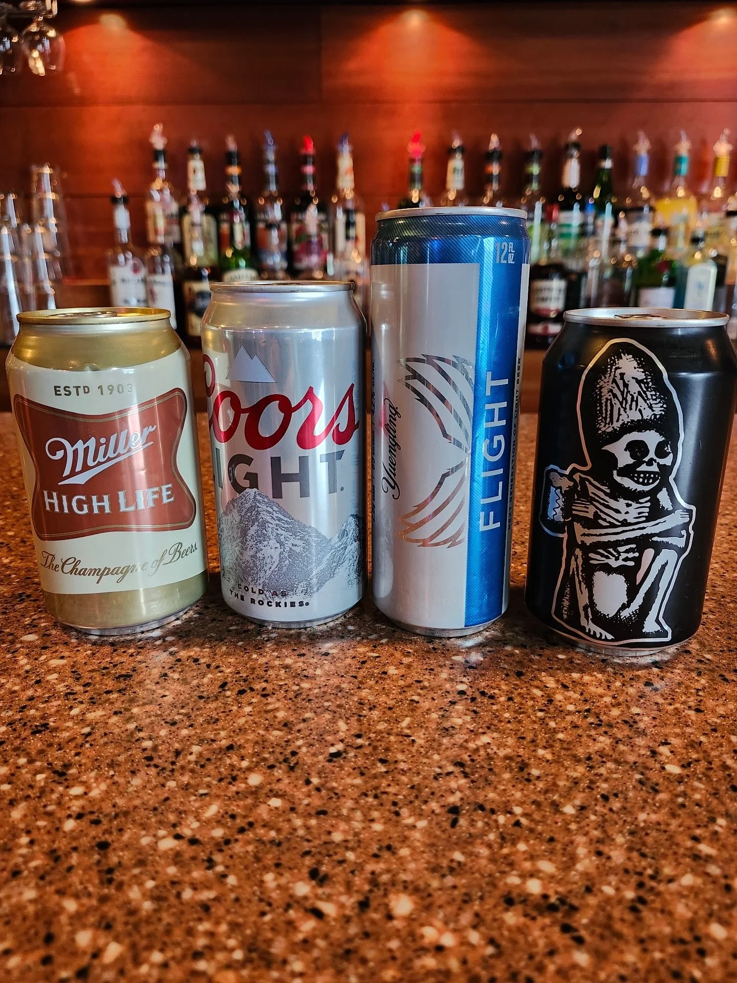 $1.00 While supplies last! 🔥🔥🔥 
12oz cans of : Miller High Life, Coors Light, Quenching Flight, and Rogue Dead Guy Ale.
