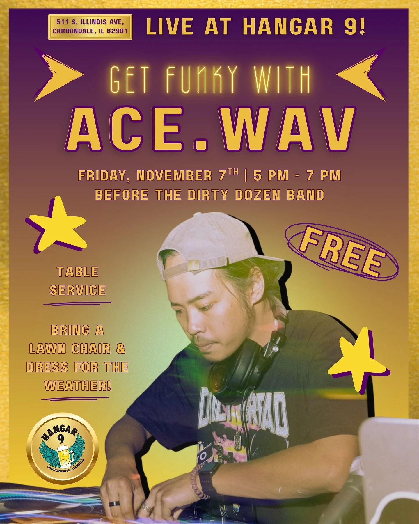 We still can’t believe our luck landing THE DIRTY DOZEN BRASS BAND — so you KNOW we have to throw a pre-show to match the energy! 🔥
🎶 FREE SHOW in the NEW Hangar 9 Beer Garden!
Kick off your weekend with some fun and funk as local favo