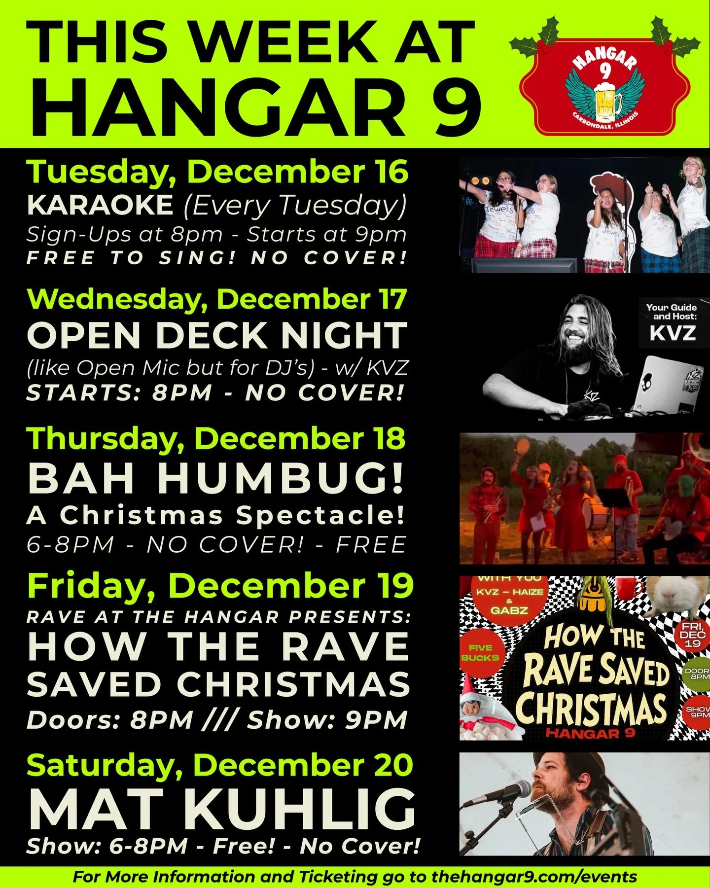 HOLIDAY WEEK IS HERE!! 🎄✨
This is our last full week/weekend before our Hangar holiday break!!
CLOSED December 23&ndash;30 BUT!!!!!
We WILL be BACK for our NYE Drag Show 🥂👑💋
Do you have your ticket yet?!
Tickets available at thehangar9.com/events