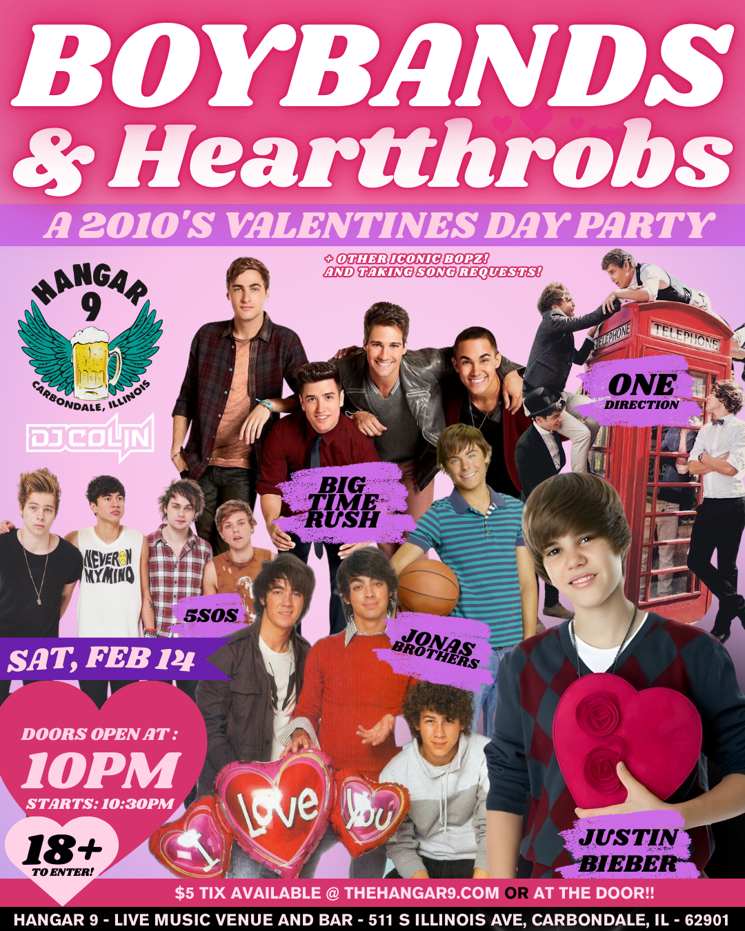 BOYBANDS &amp; HEARTTHROBS - 2010’s Valentines Party w/ DJ Colin - $5