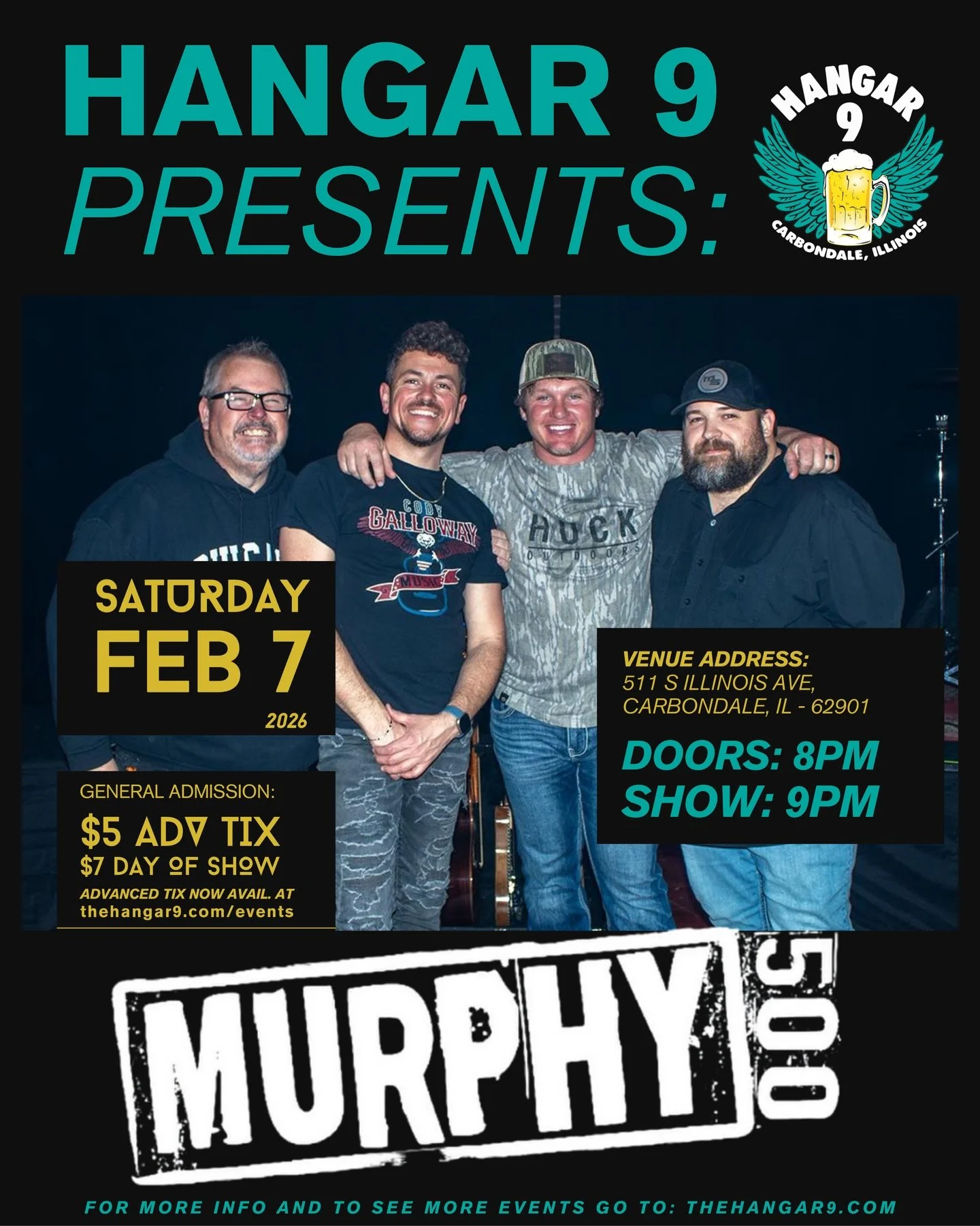 Tickets are officially ON SALE for SAT, FEB 7 🎟️ Murphy 500 returns to Hangar 9 FINALLY! &mdash; and yeah&hellip; as you know this show has a habit of selling out and reaching capacity 👀 

If you wanna guarantee your spot, grab those advance ticket