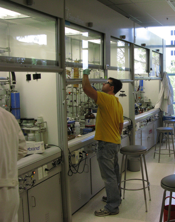 A look down into a lab bay