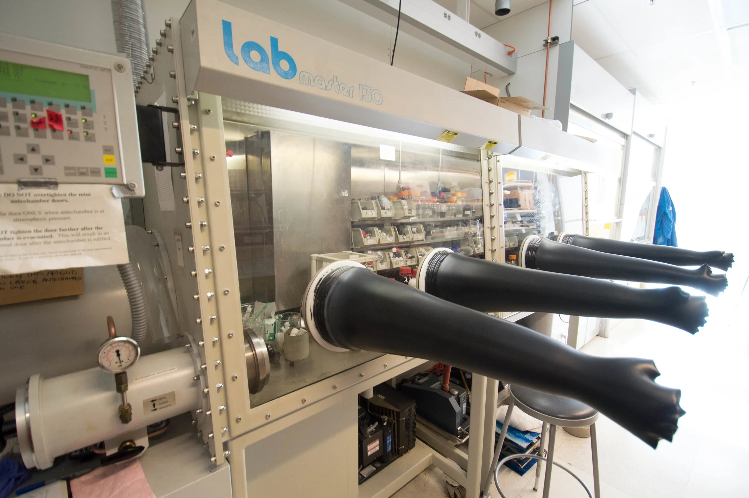 The group has a two-section glove box for working with air or water sensitive reagents