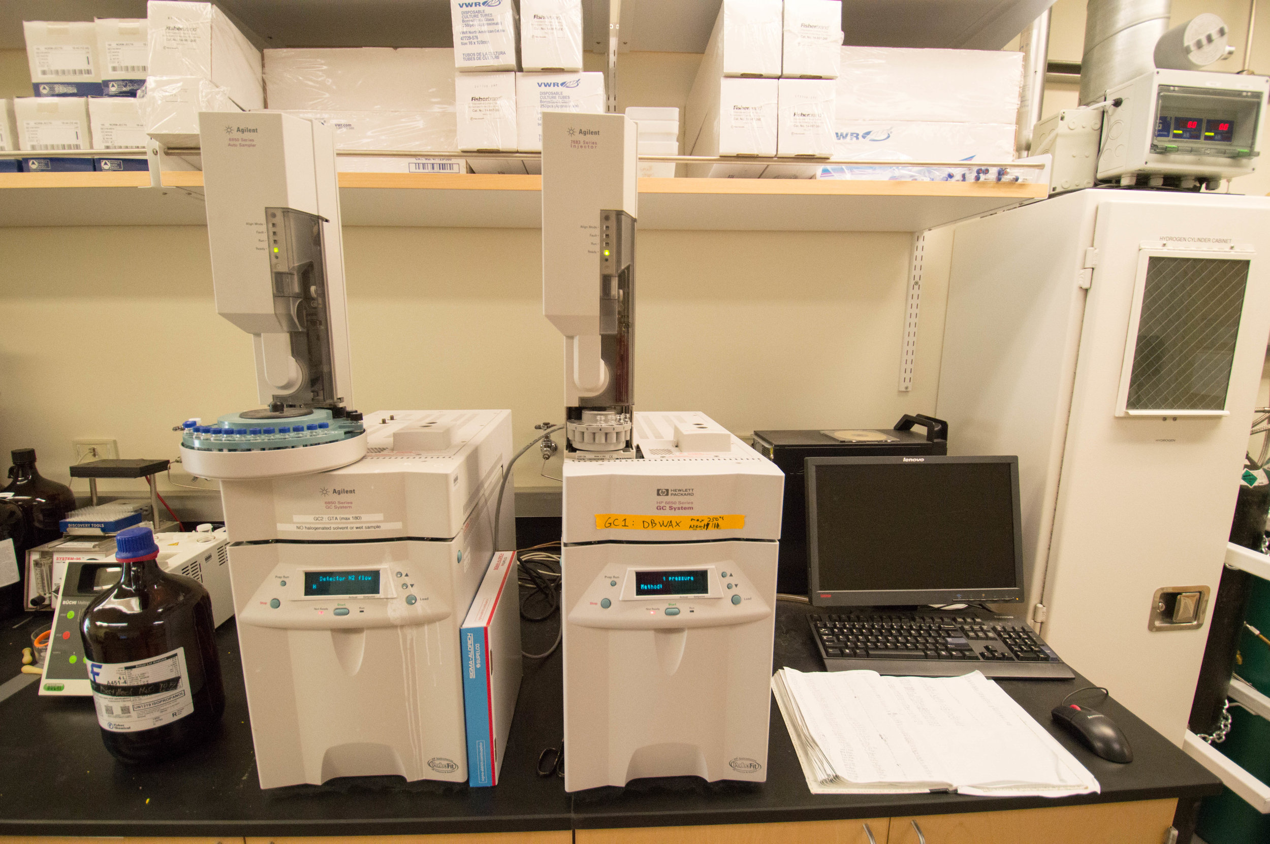We also have GCs, equipped with autosamplers, which we use for both analytical and chiral separation purposes