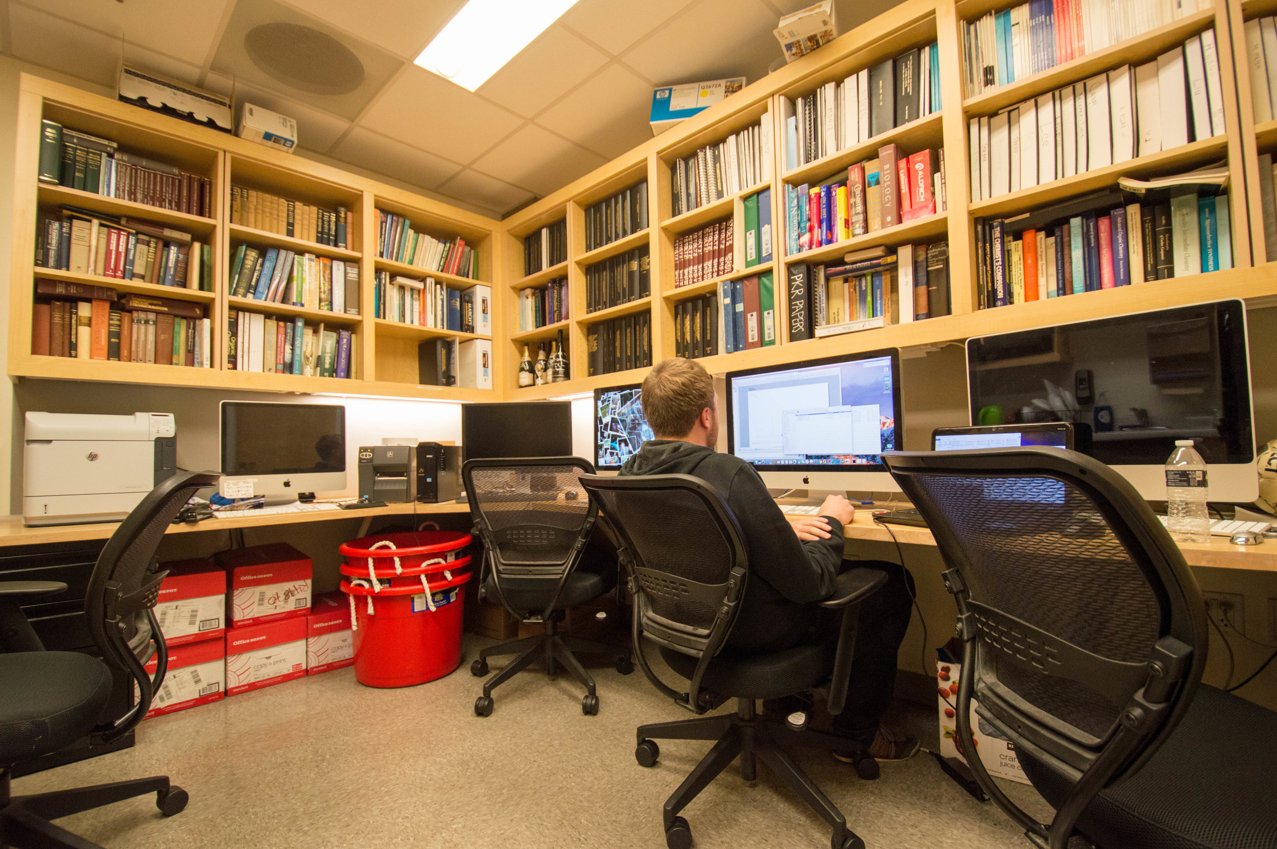 Our computer room has several Mac computers and a color laserjet.
