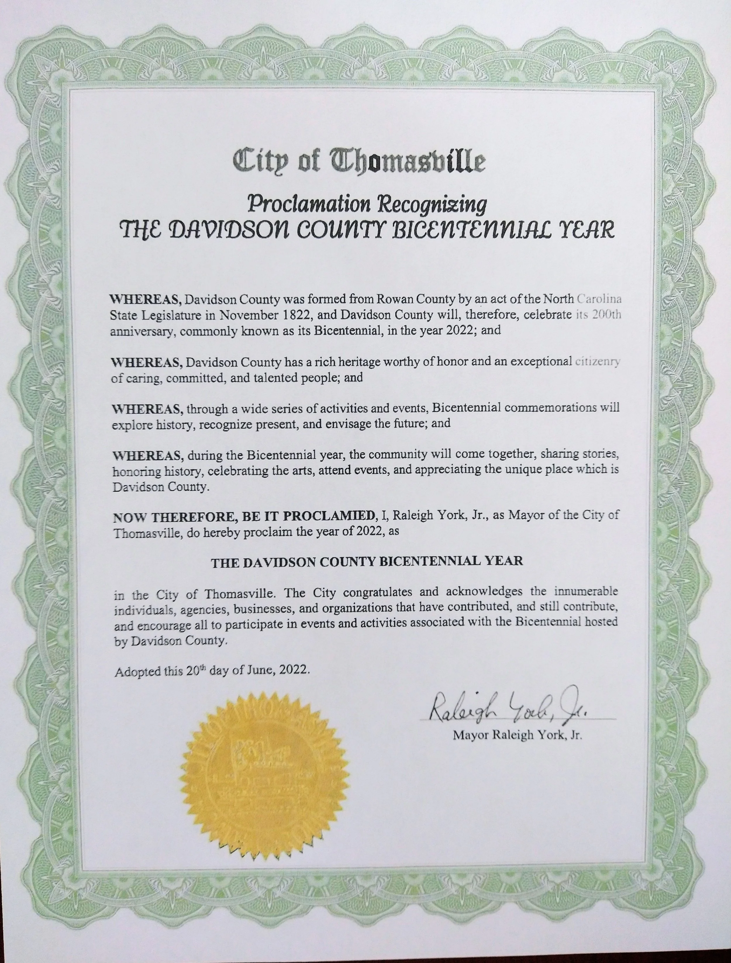 Davidson County Celebrates 200 Years!